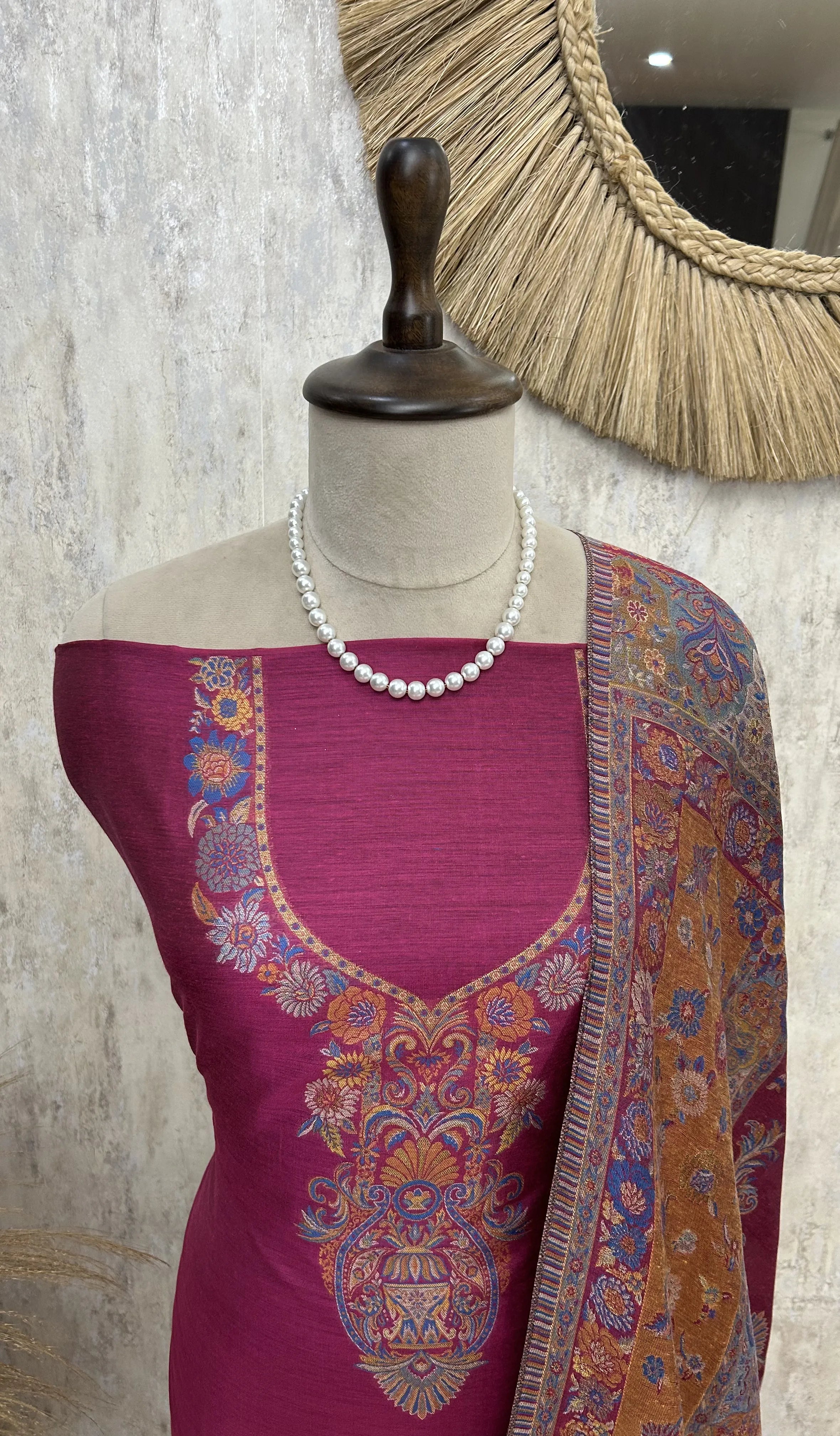 Kashmiri Kani Cotton Silk Unstitched Suit