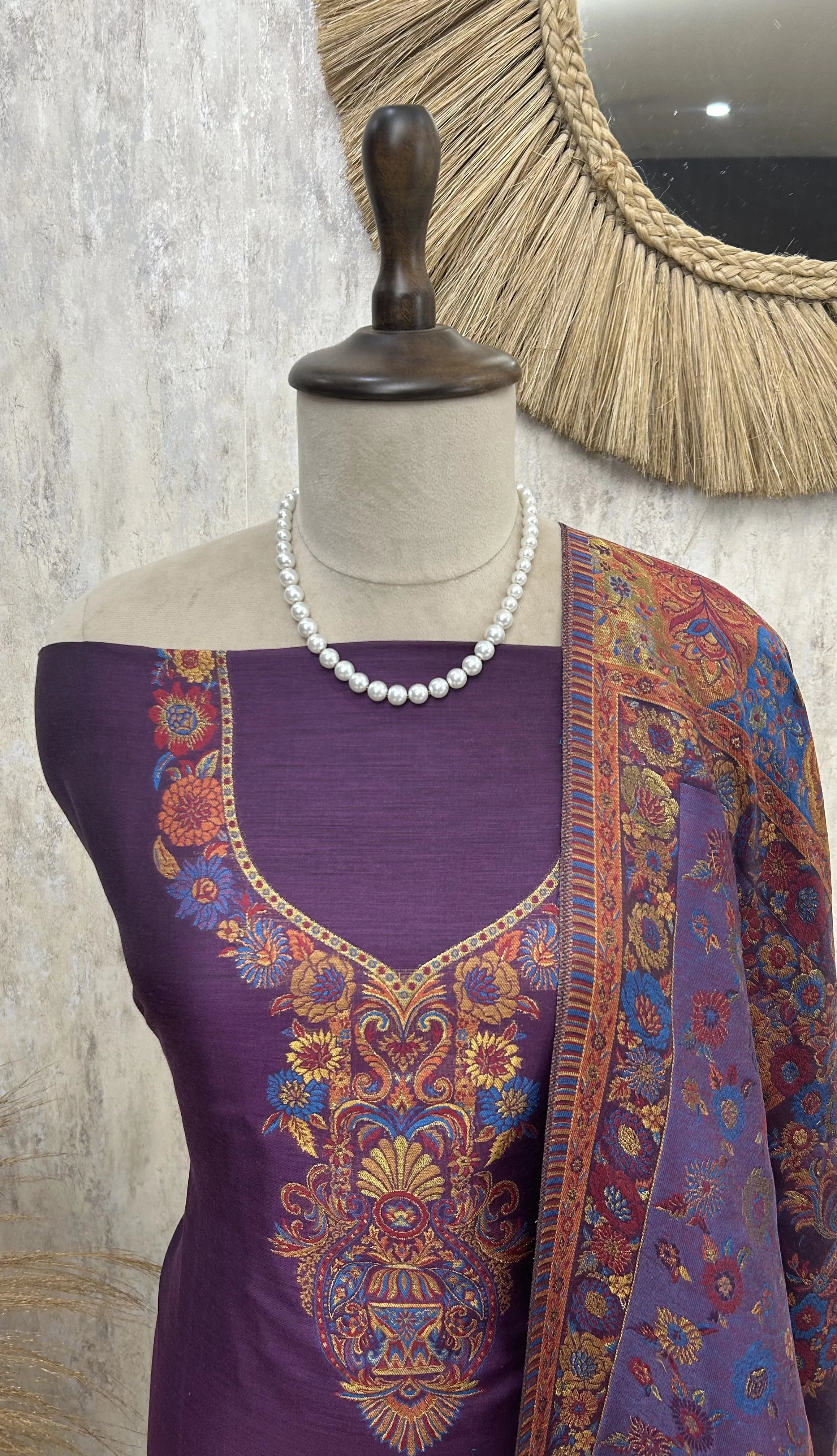 Kashmiri Kani Cotton Silk Unstitched Suit