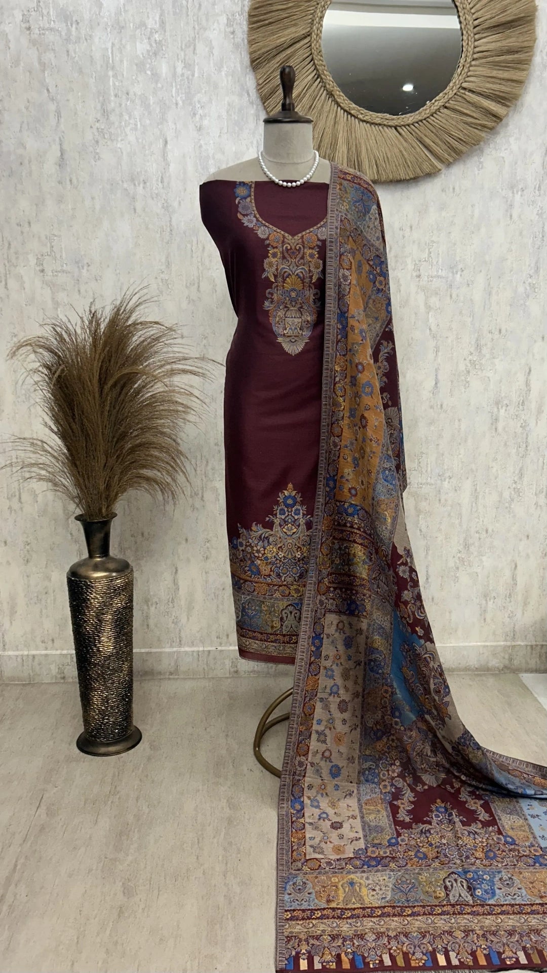 Kashmiri Kani Cotton Silk Unstitched Suit