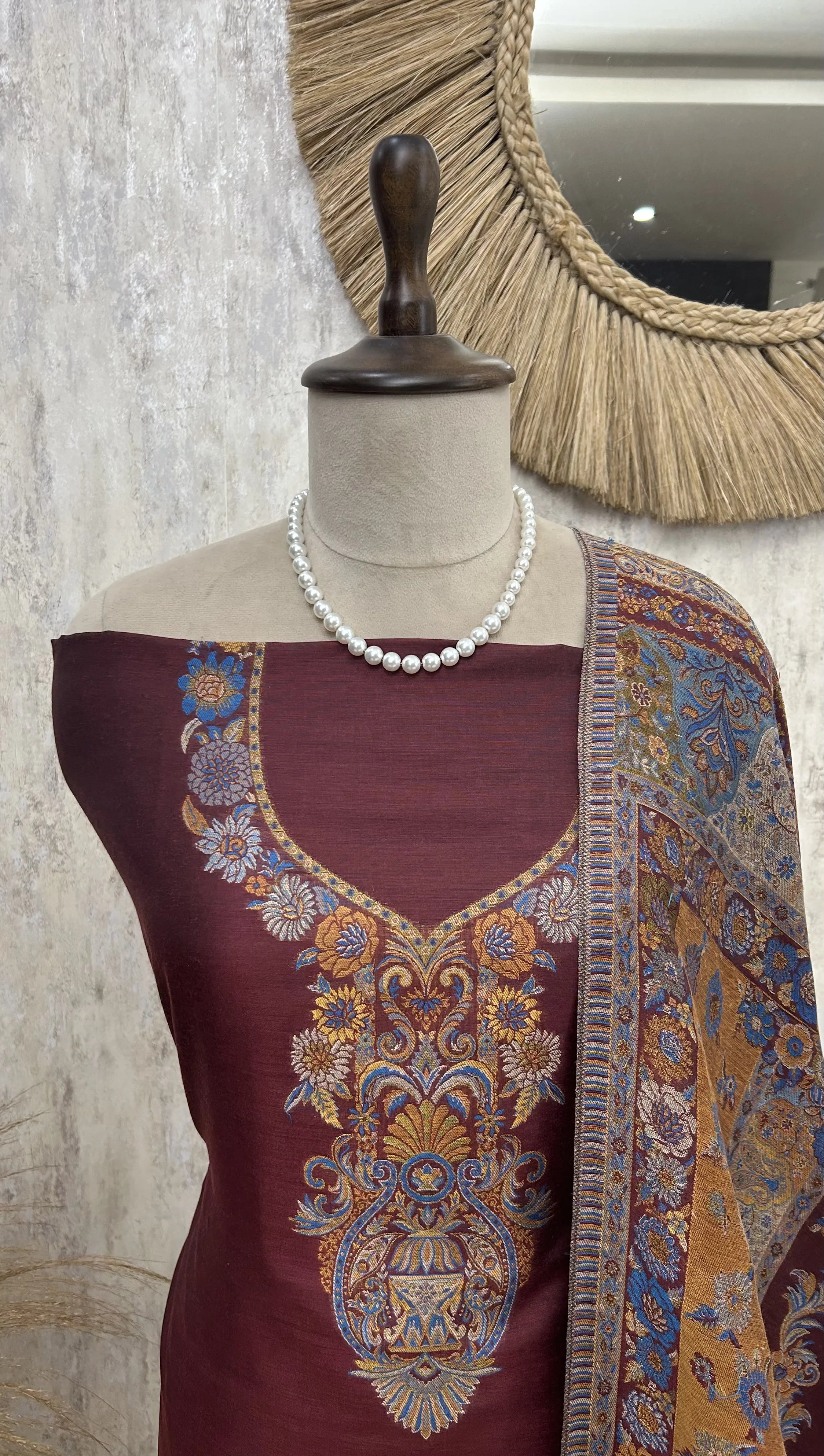 Kashmiri Kani Cotton Silk Unstitched Suit