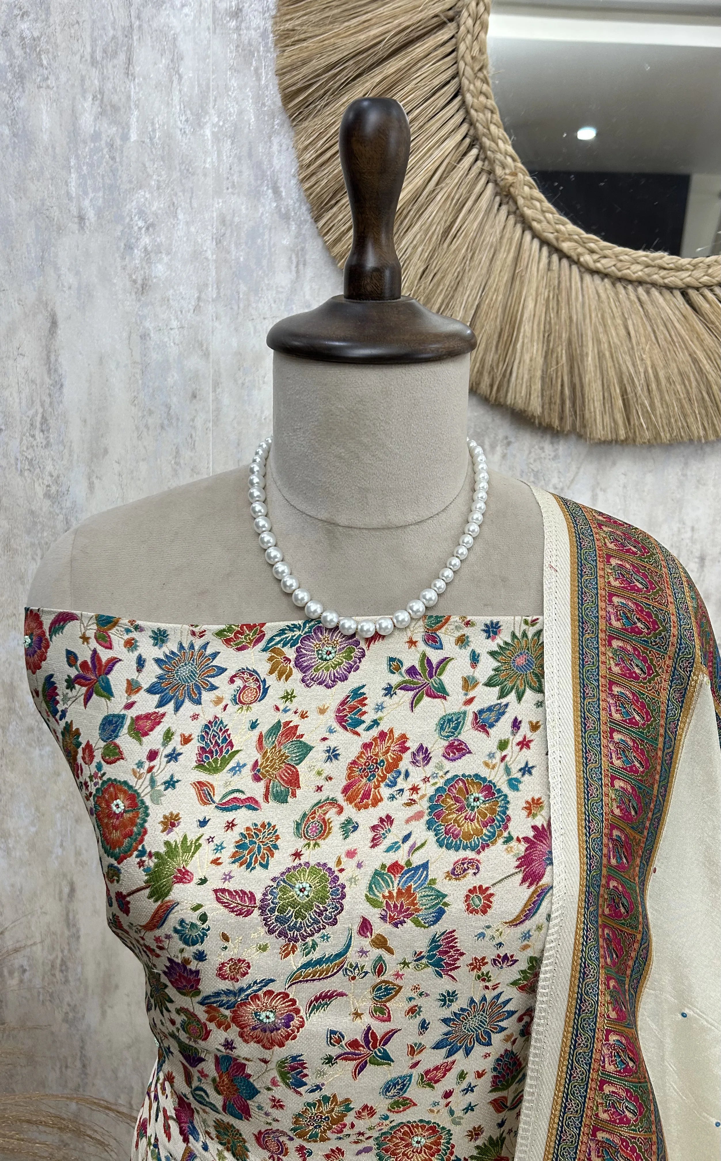 Position Print Banarasi Silk Unstitched Suit