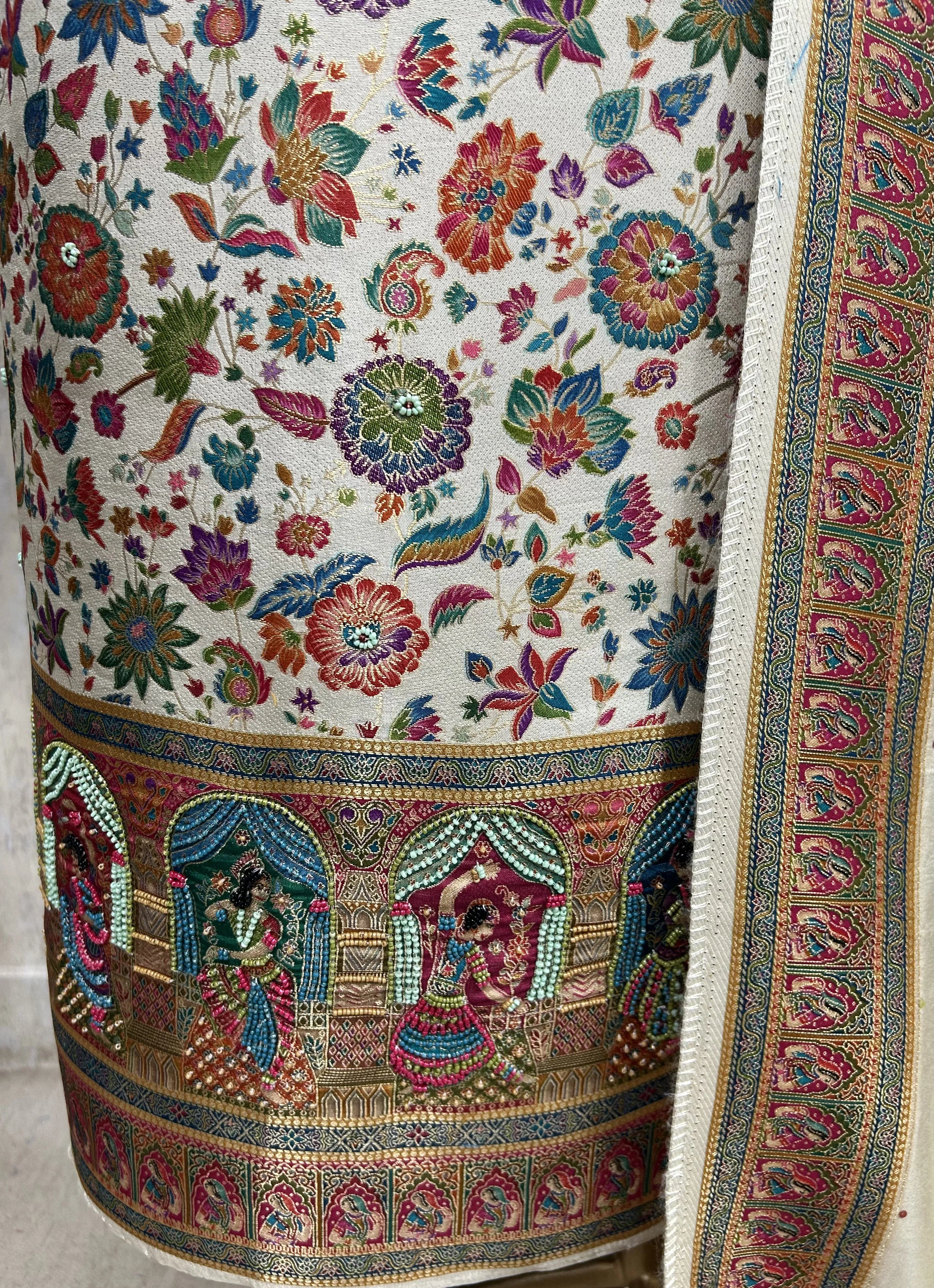 Position Print Banarasi Silk Unstitched Suit