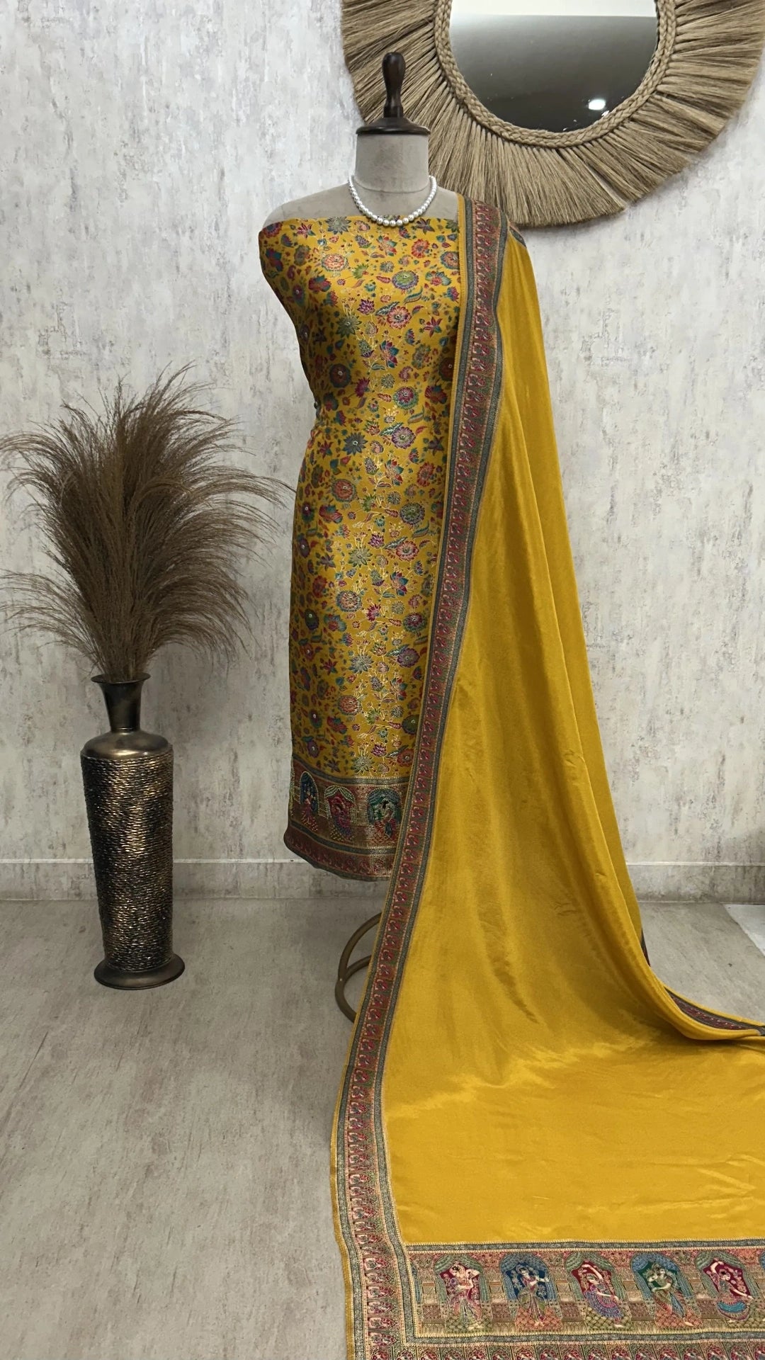 Position Print Banarasi Silk Unstitched Suit