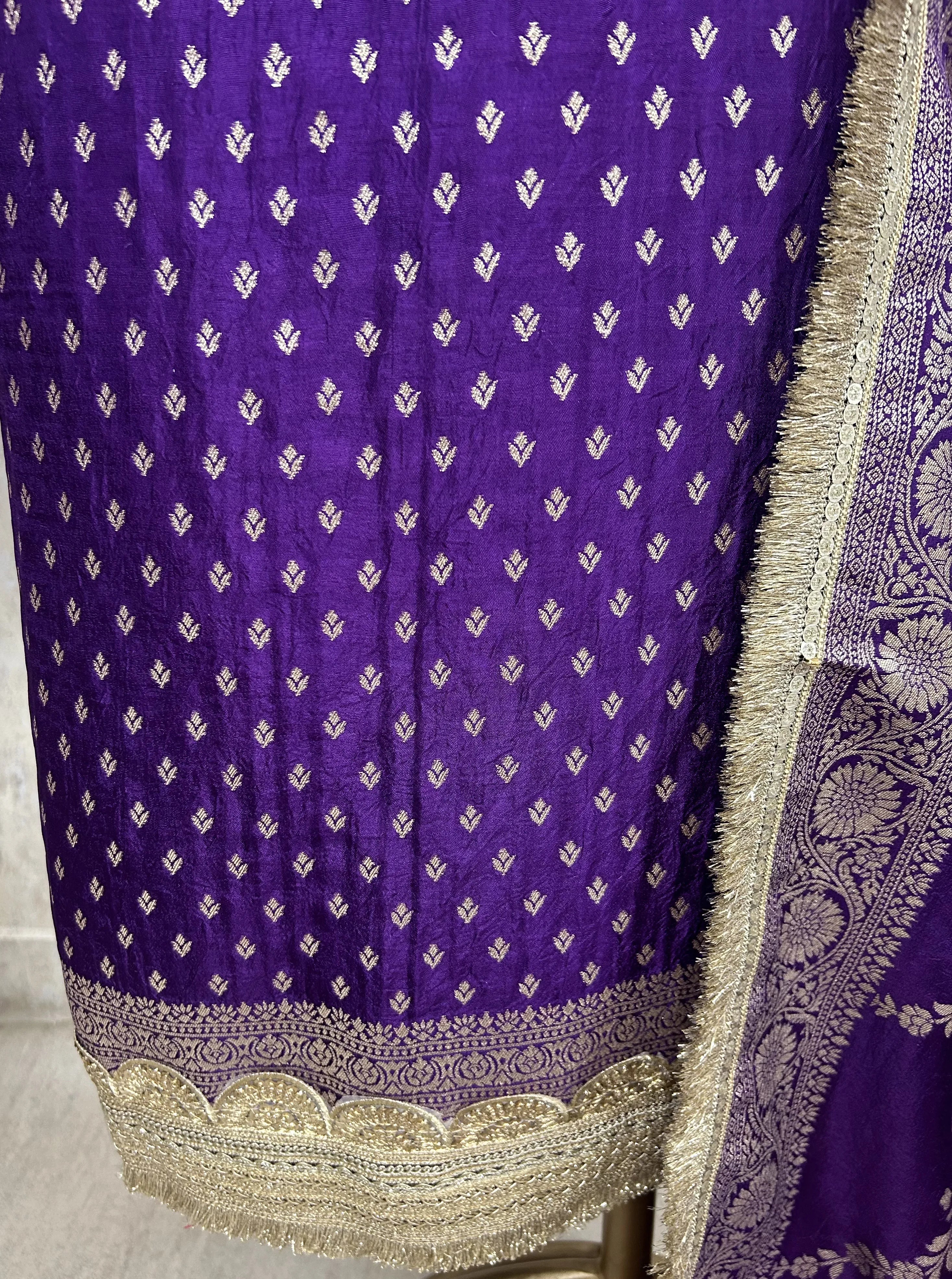 Dola Silk Unstitched Suit Set with Banarasi Weaving