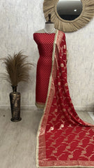 Dola Silk Unstitched Suit Set with Banarasi Weaving