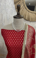 Dola Silk Unstitched Suit Set with Banarasi Weaving