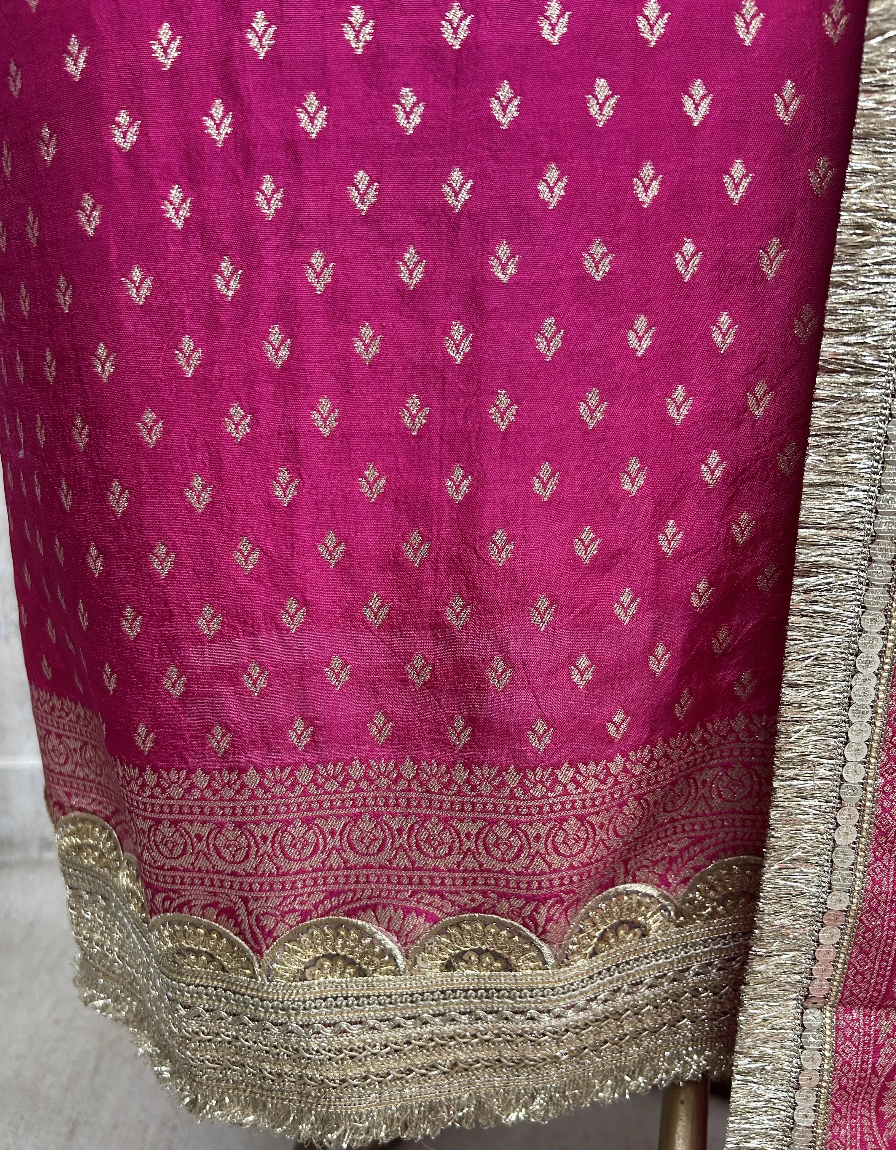Dola Silk Unstitched Suit Set with Banarasi Weaving