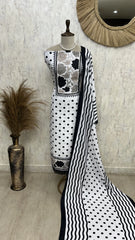Muslin Unstitched Suit Set With Floral & Polka Print