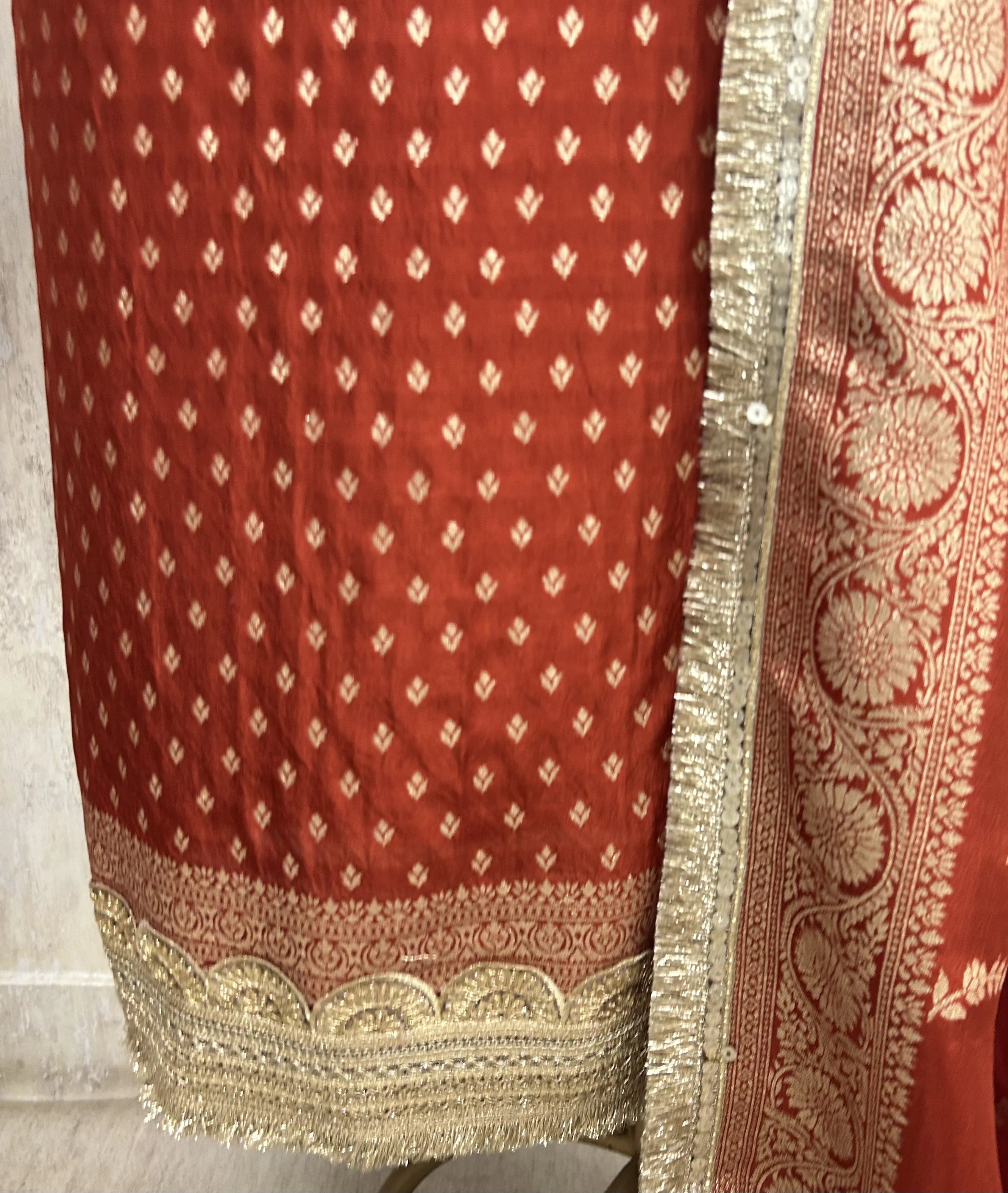 Dola Silk Unstitched Suit Set with Banarasi Weaving