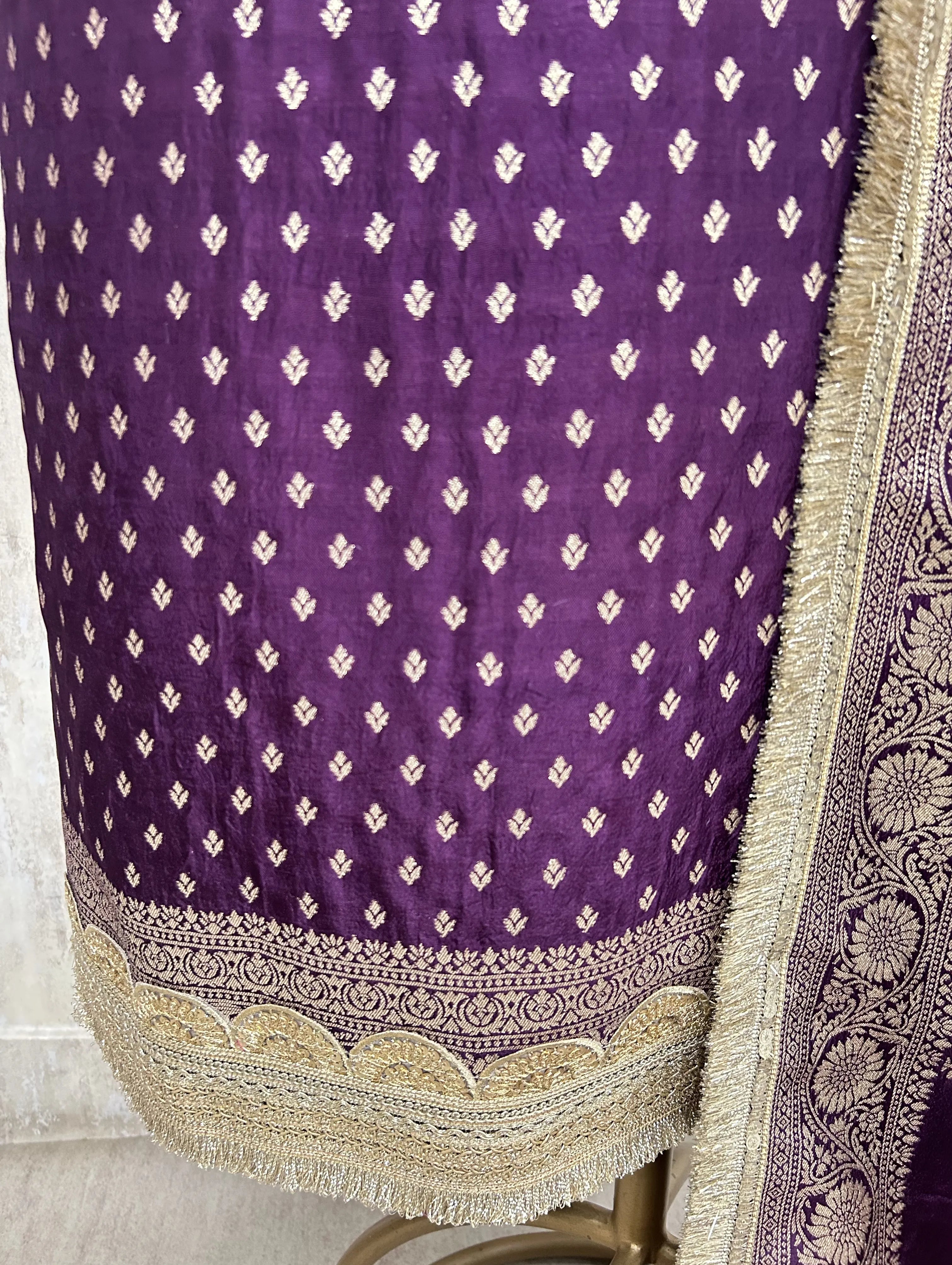 Dola Silk Unstitched Suit Set with Banarasi Weaving