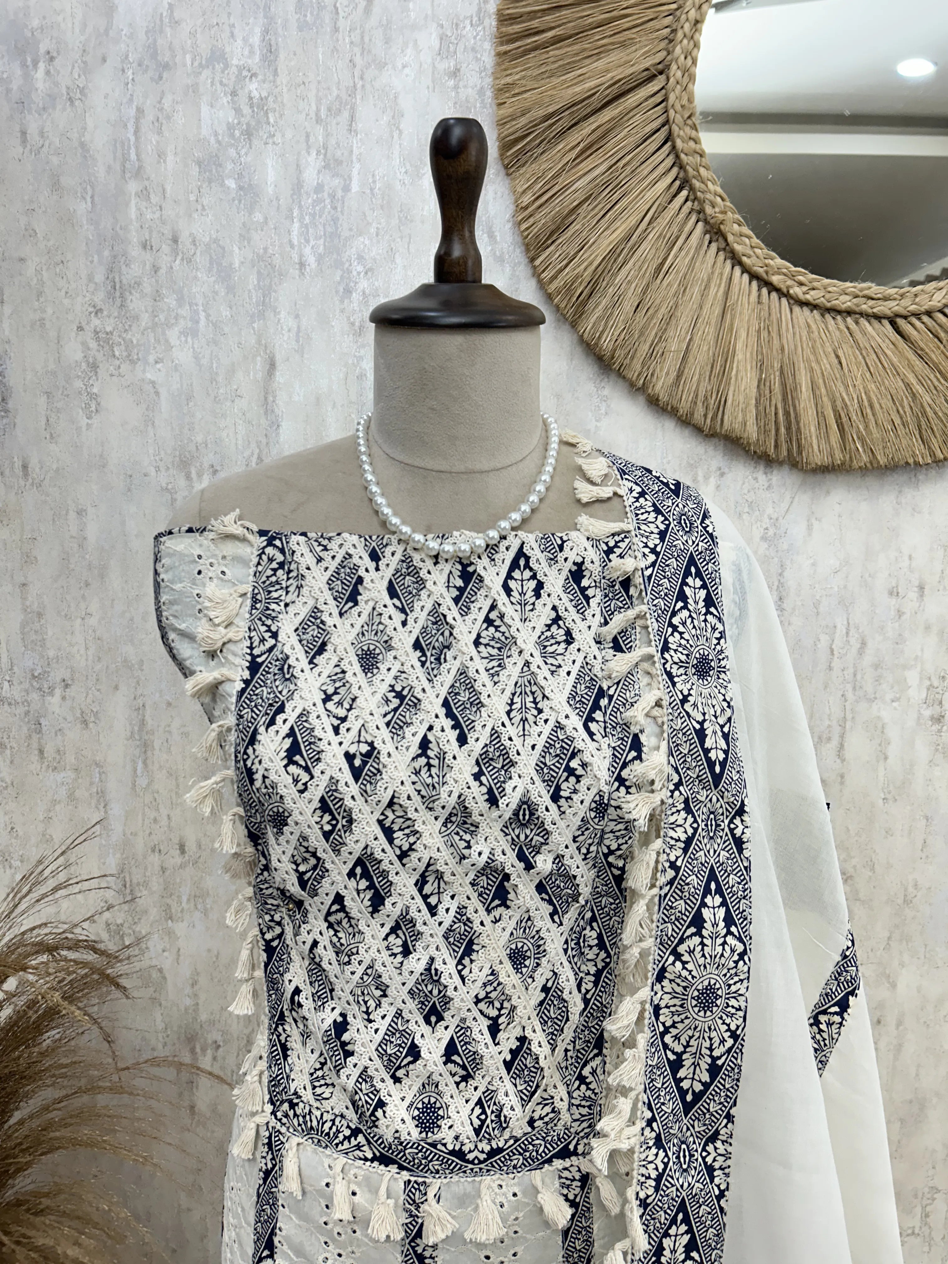 Cotton Schiffli Unstitched Suit