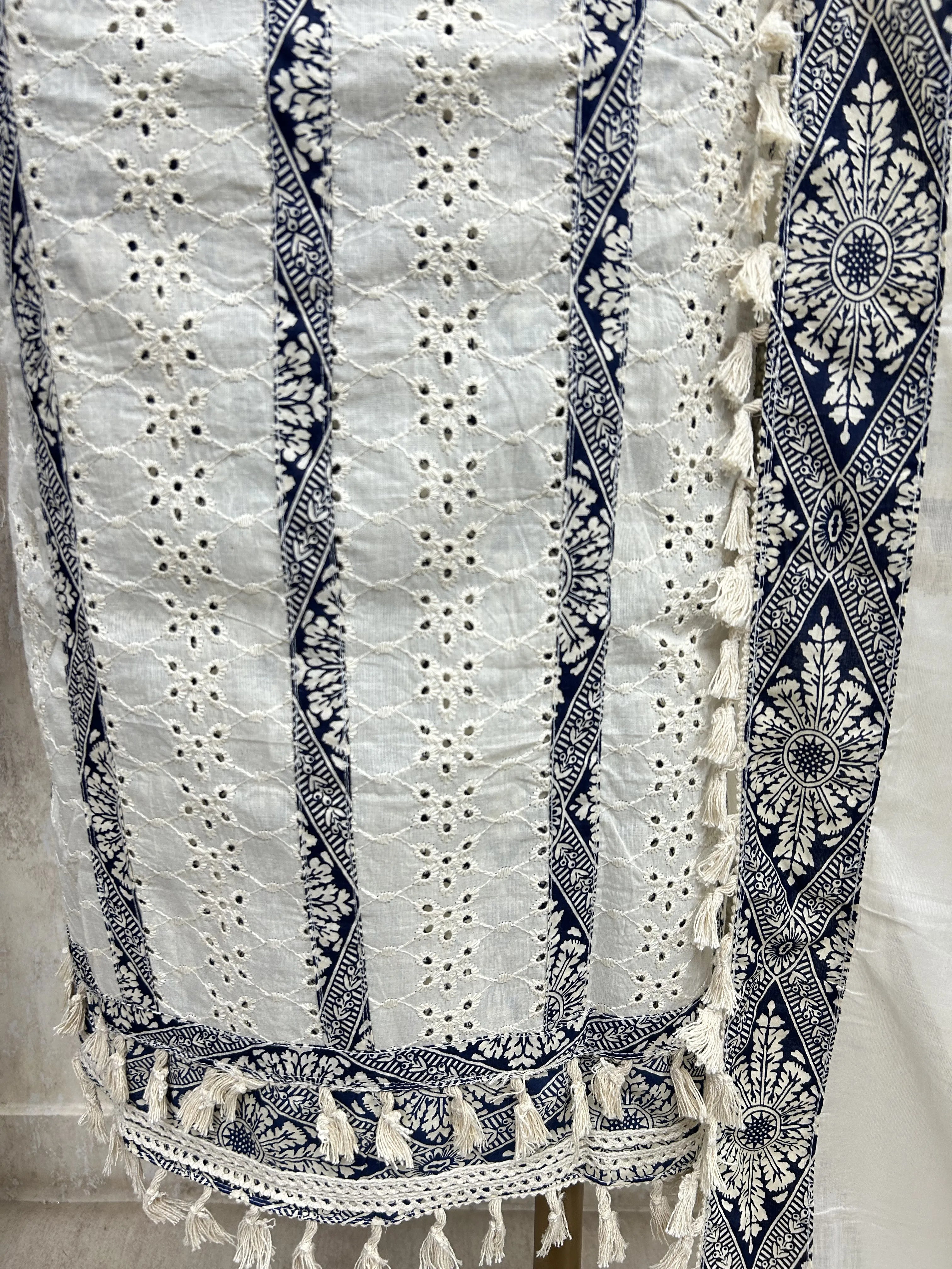 Cotton Schiffli Unstitched Suit