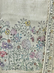 Jamdani Linen Unstitched Suit Set With Hand Work