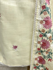 Thread Embroidered Linen Unstitched Suit Set