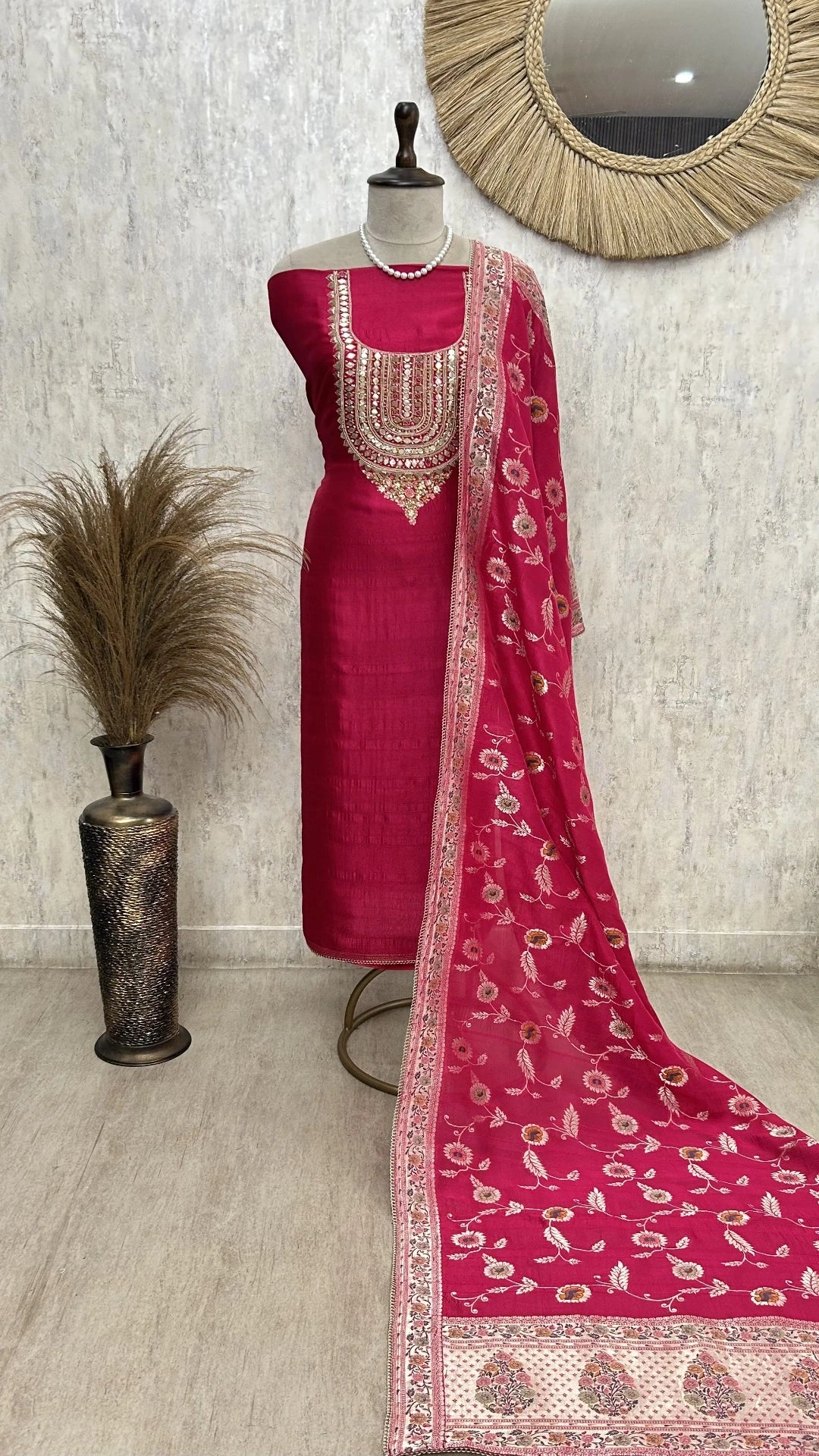 Royale festive tussar silk unstitched suit