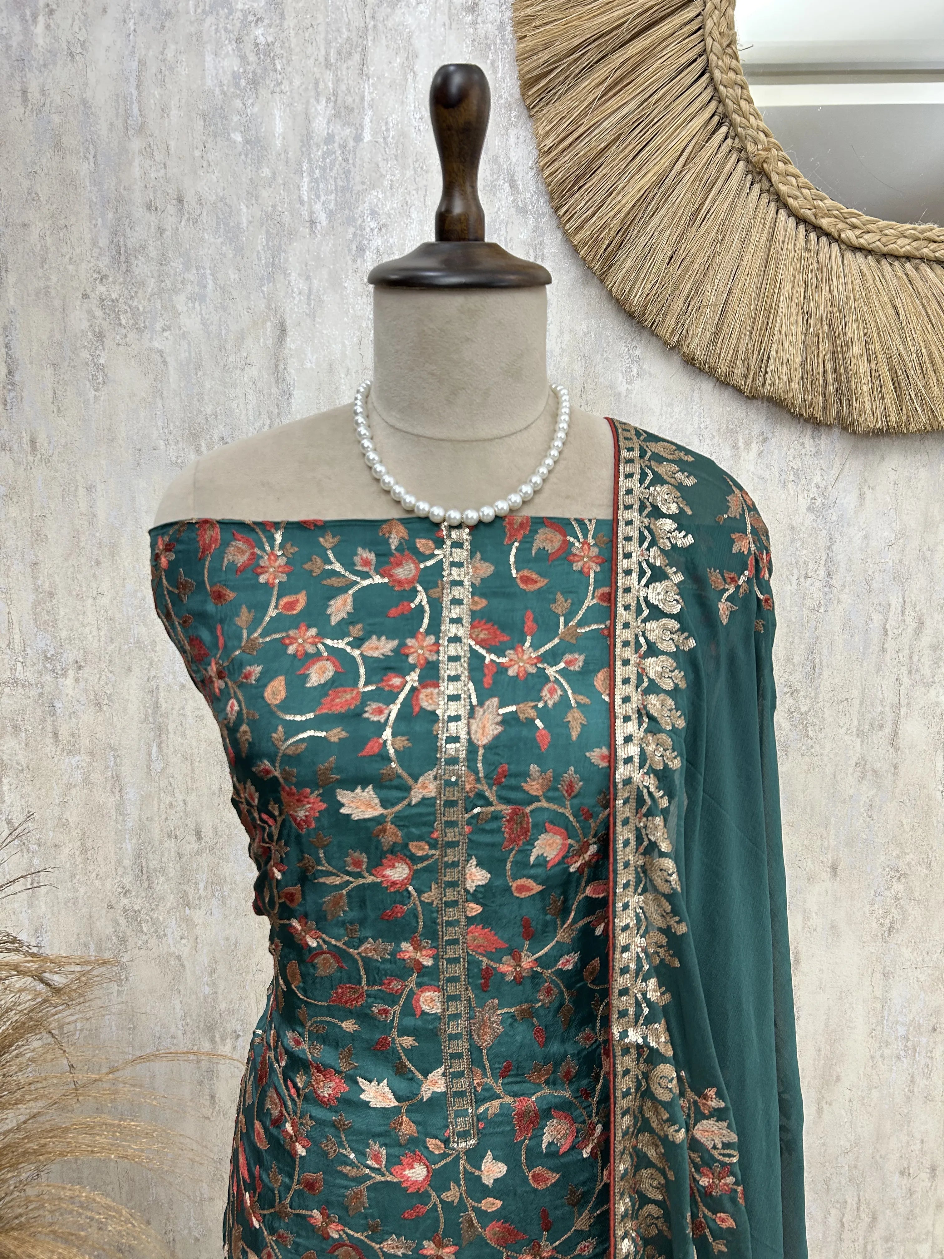 Opada silk embroidered unstitched suit