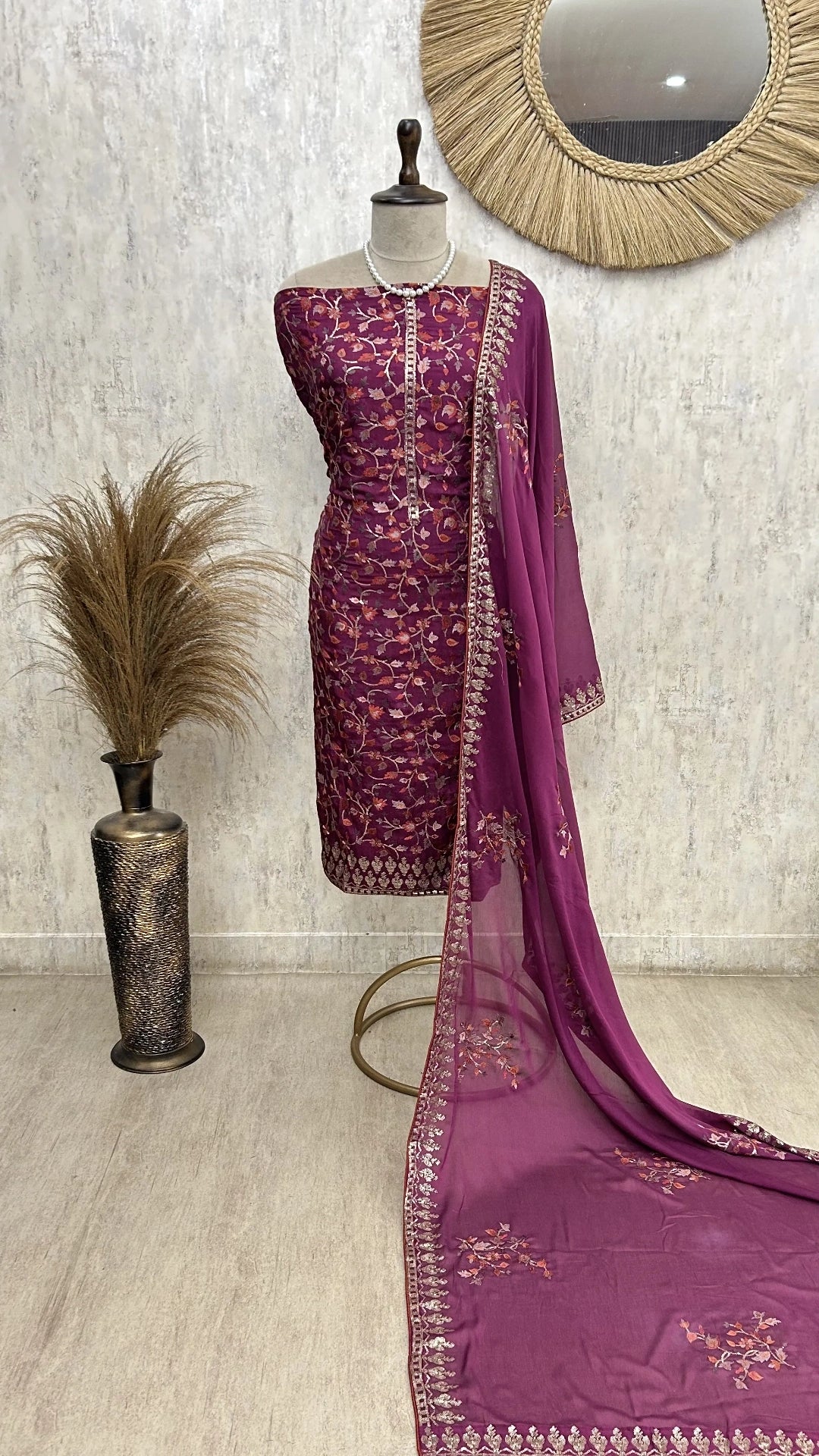 Opada silk embroidered unstitched suit