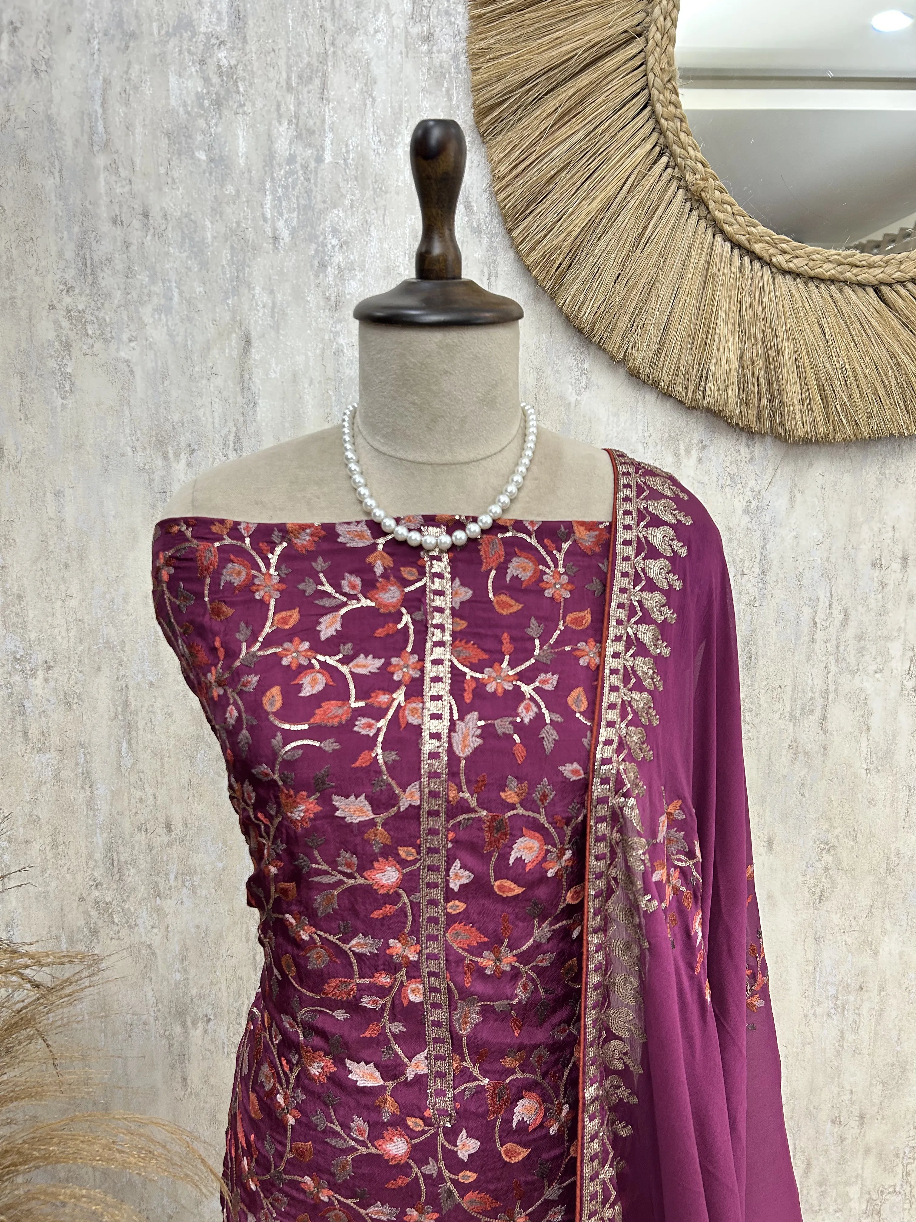 Opada silk embroidered unstitched suit