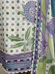 Printed Muslin Unstitched Suit Set With Lacing