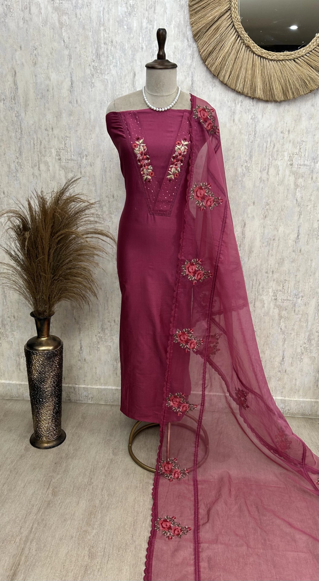Pure Cotton Chanderi Unstitched Suit