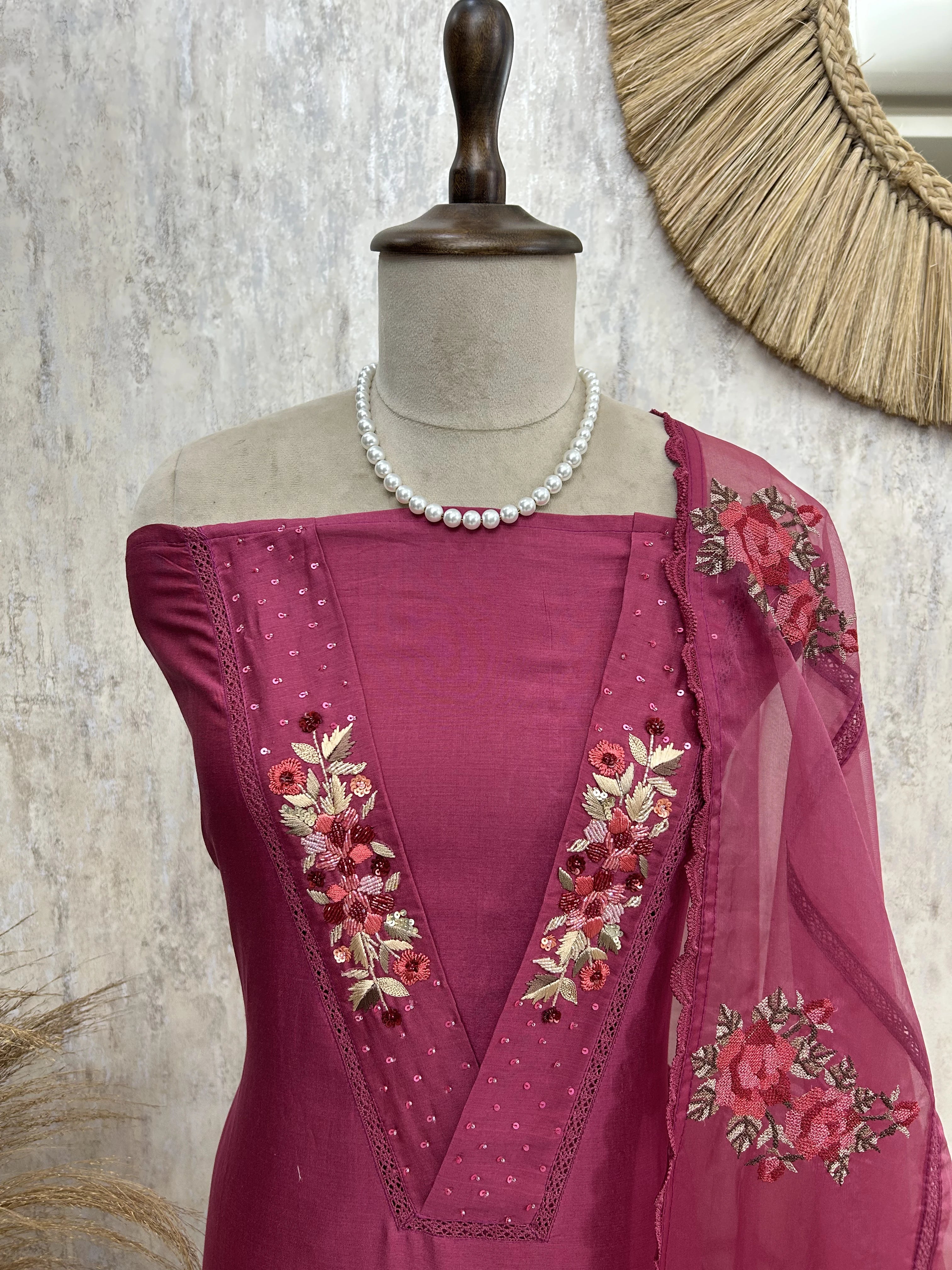 Pure Cotton Chanderi Unstitched Suit