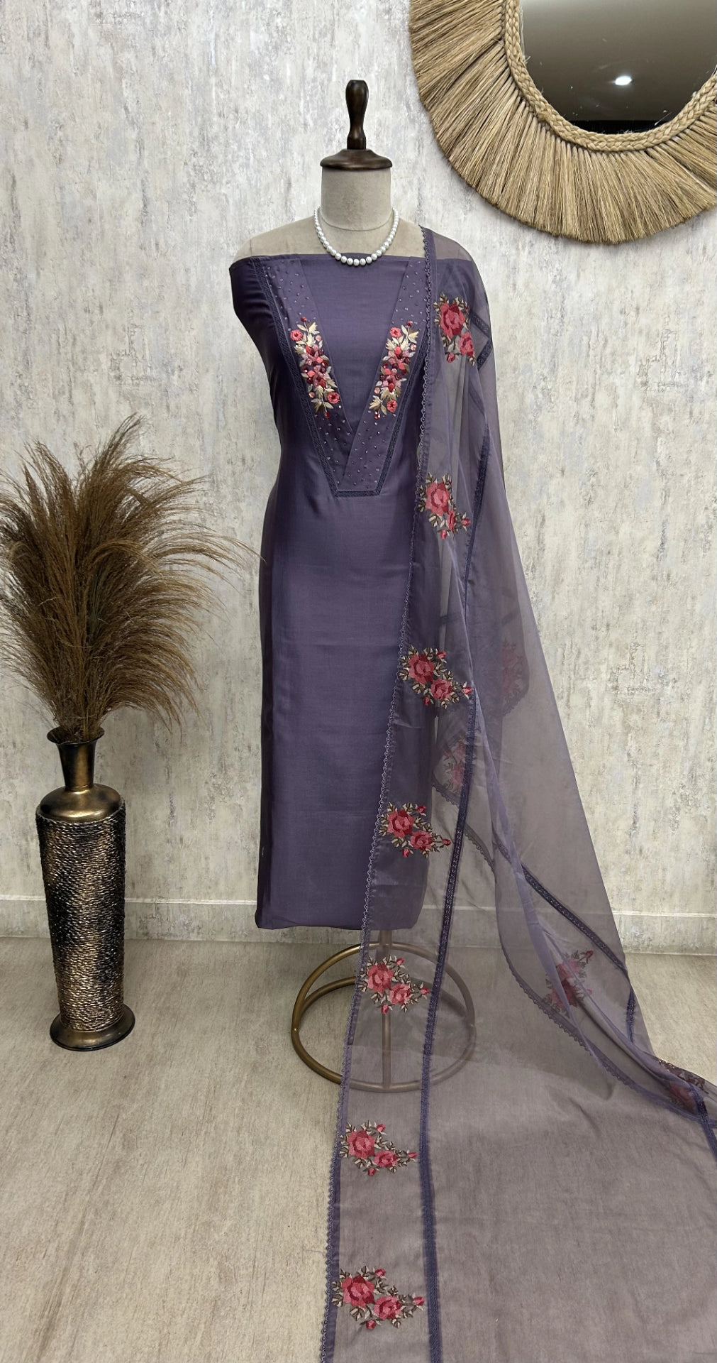 Pure Cotton Chanderi Unstitched Suit