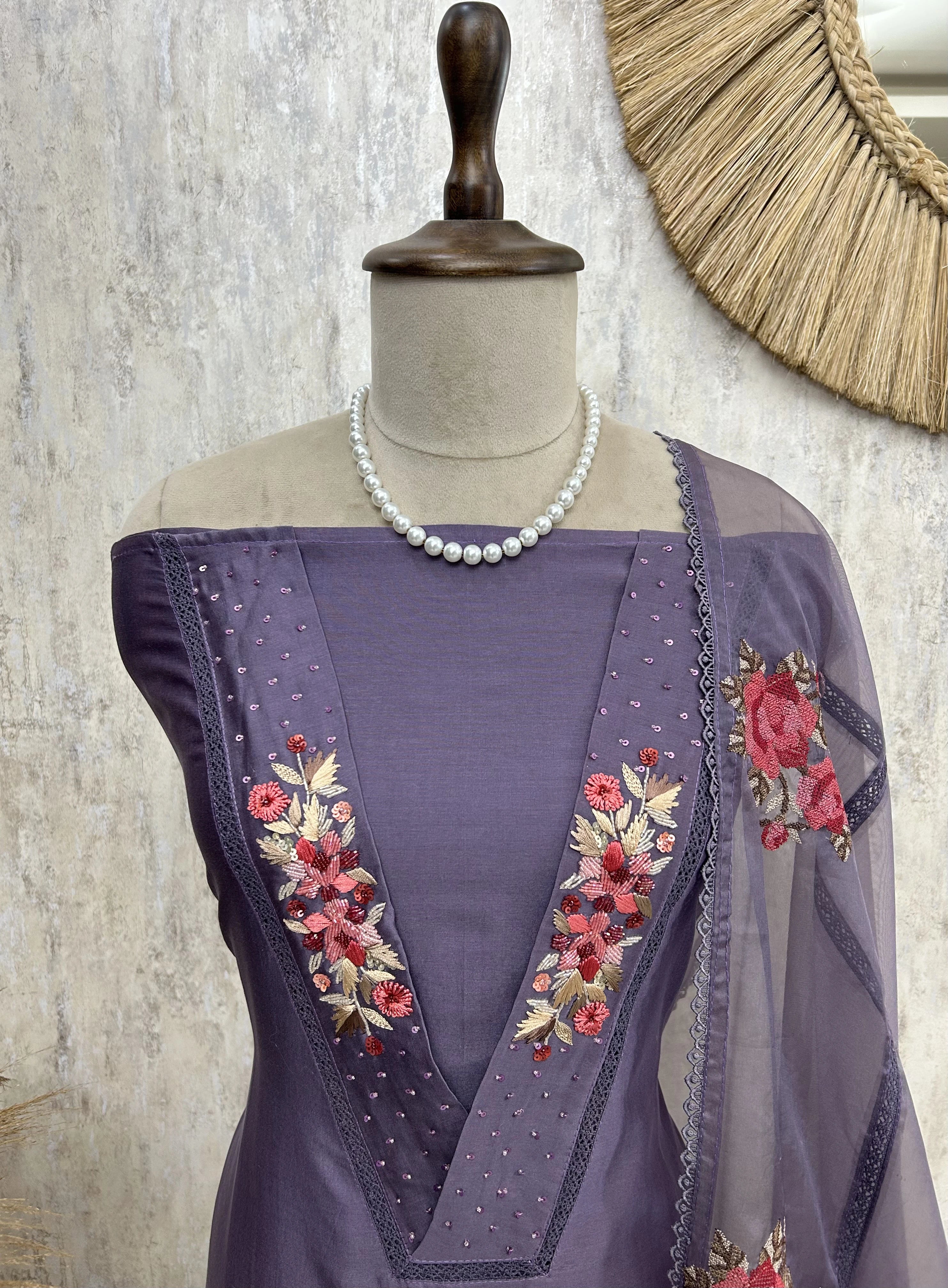 Pure Cotton Chanderi Unstitched Suit