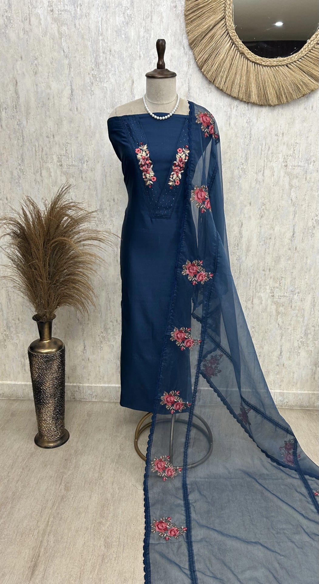 Pure Cotton Chanderi Unstitched Suit