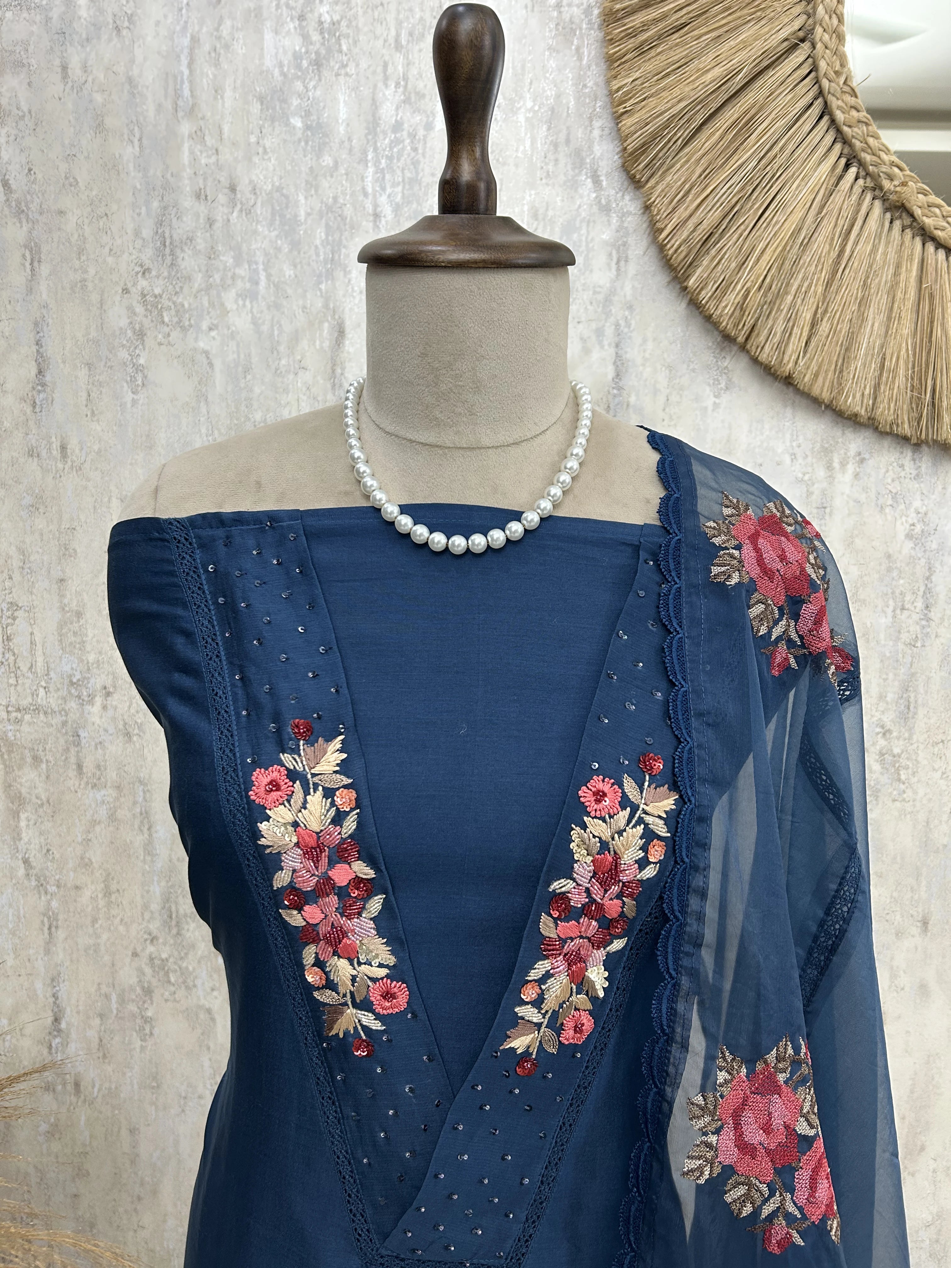 Pure Cotton Chanderi Unstitched Suit