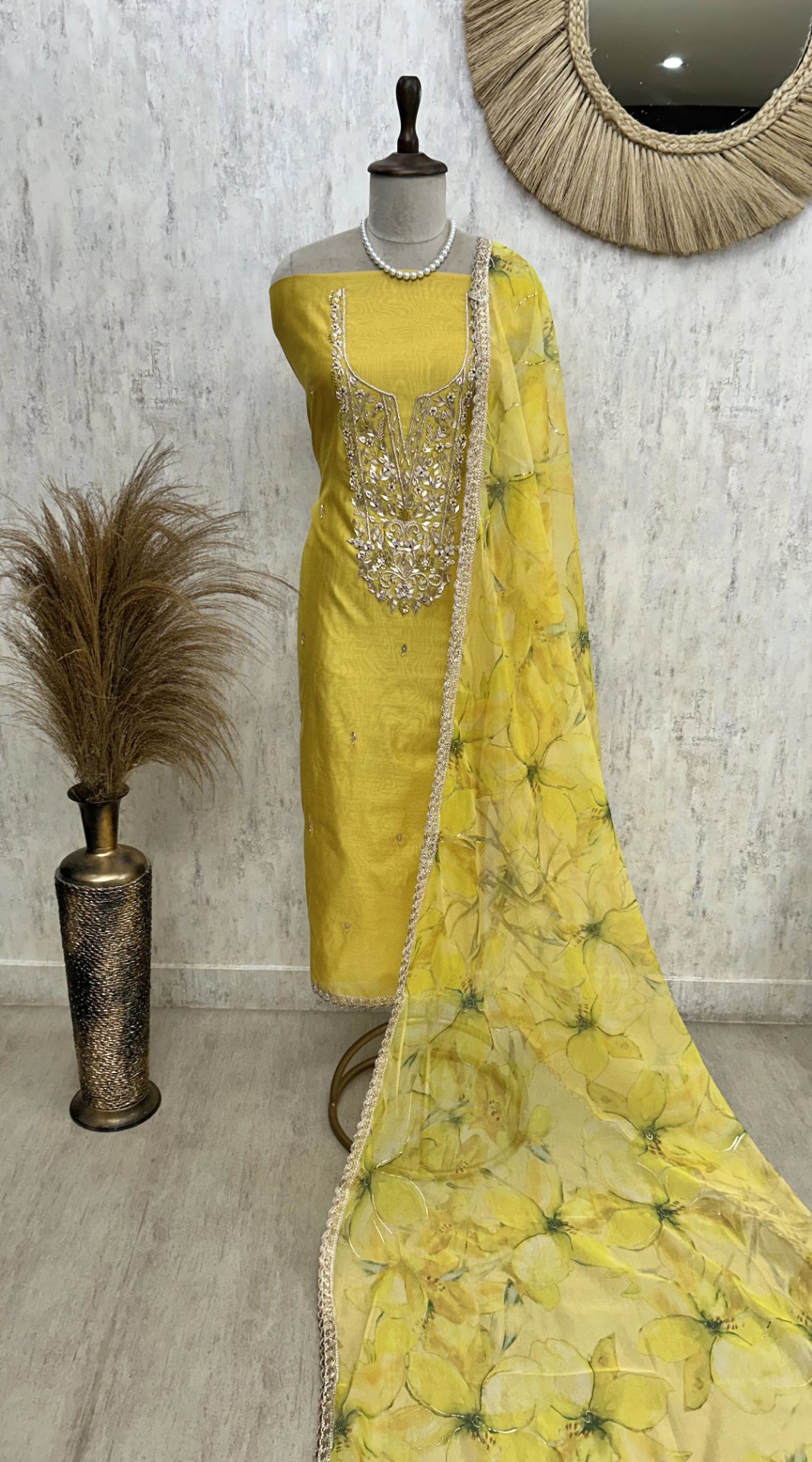 Pure Cotton Chanderi Unstitched Suit