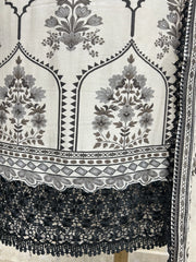 Muslin Unstitched Suit Set With Sequence Work