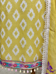 Printed Muslin Suit Set With Pearl Work