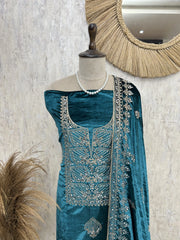 Designer Mirror Velvet Unstitched Suit