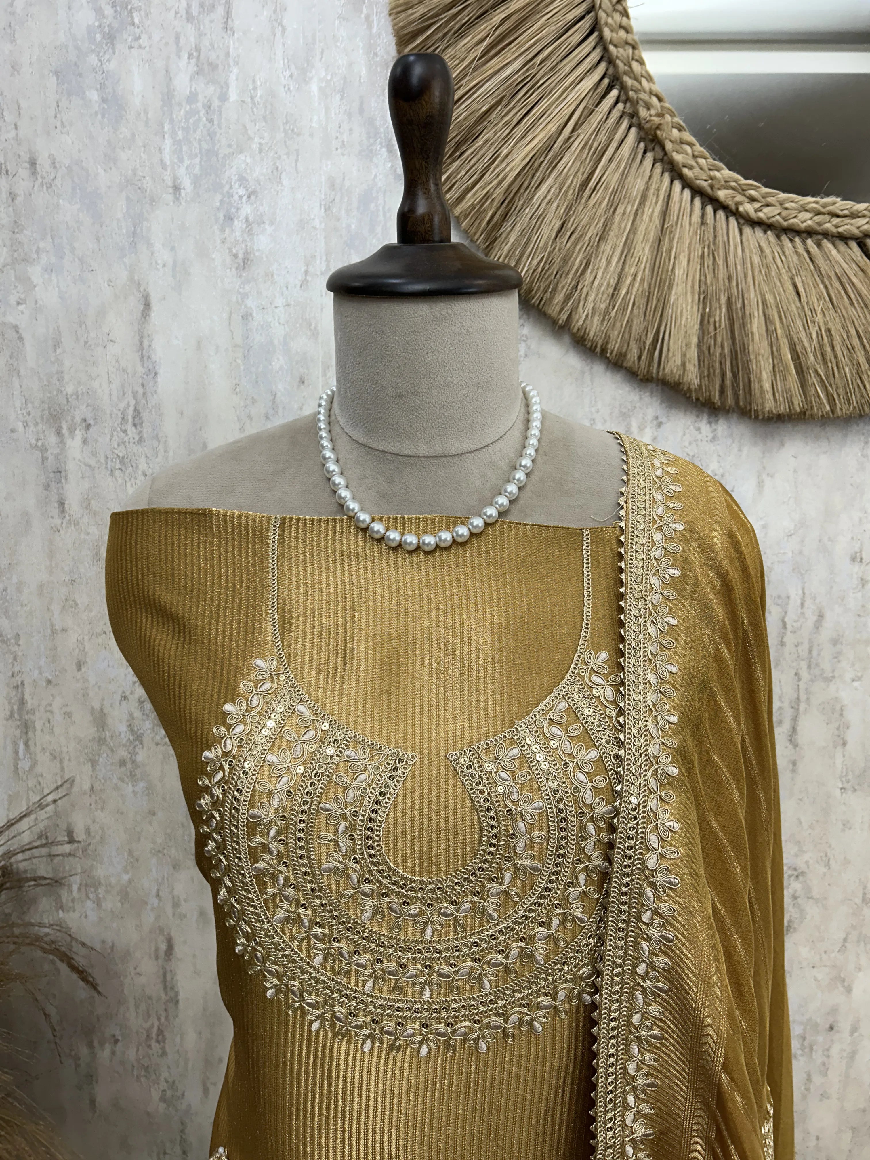 Tissue Unstitched Suit with Potli