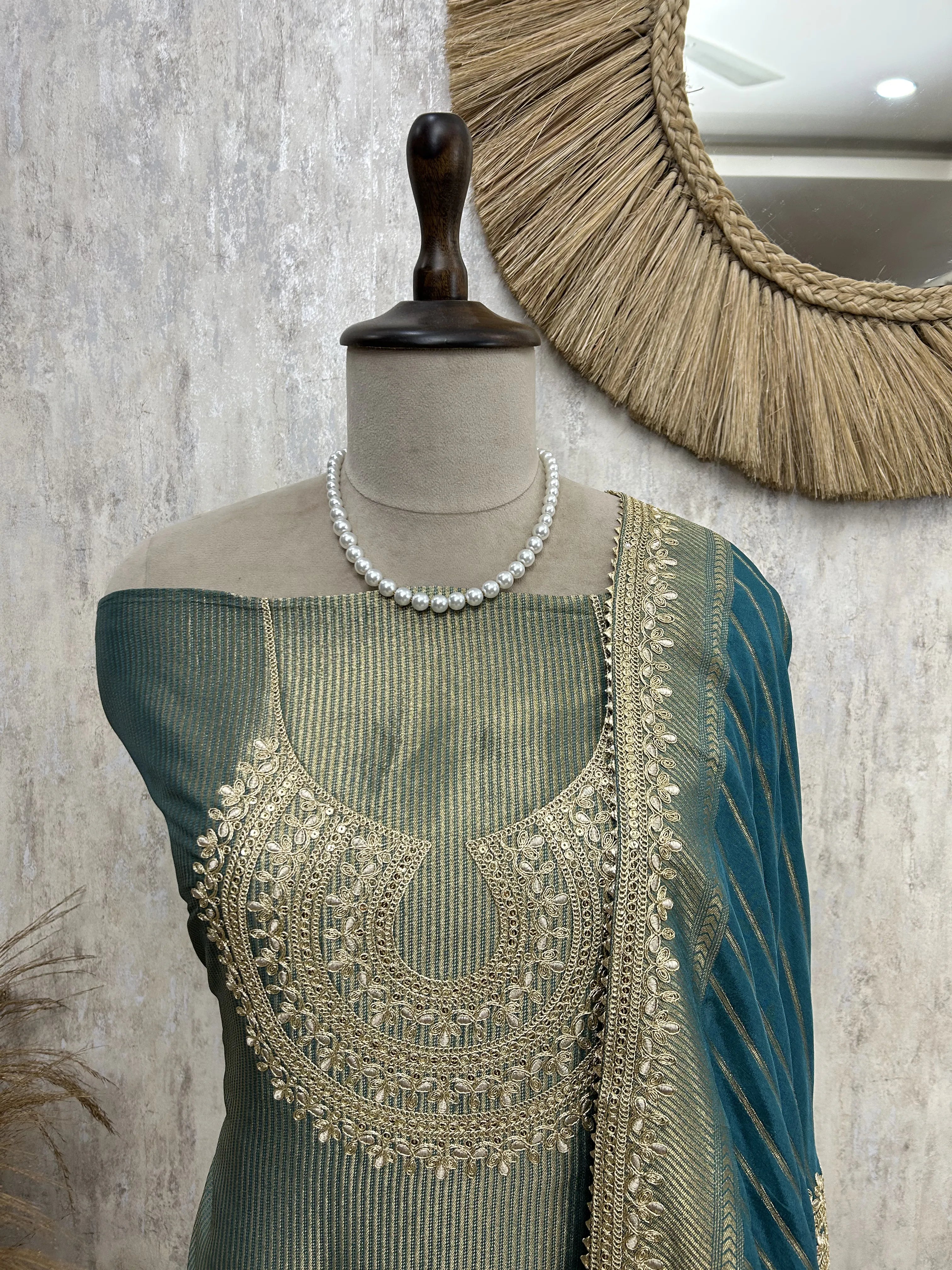 Tissue Unstitched Suit with Potli