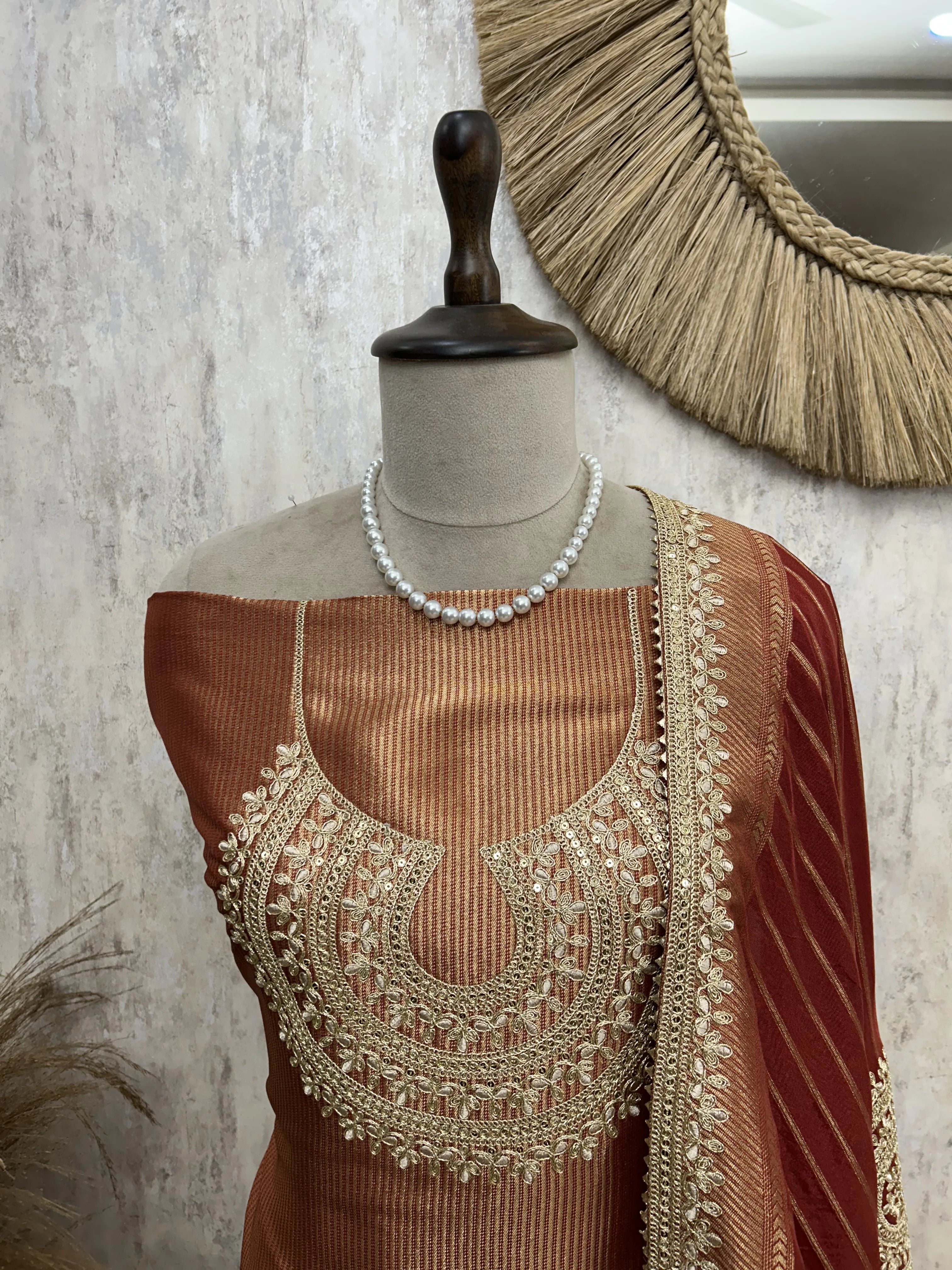 Tissue Unstitched Suit with Potli