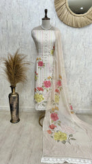 Printed Muslin Unstitched Suit Set With Sequence Work