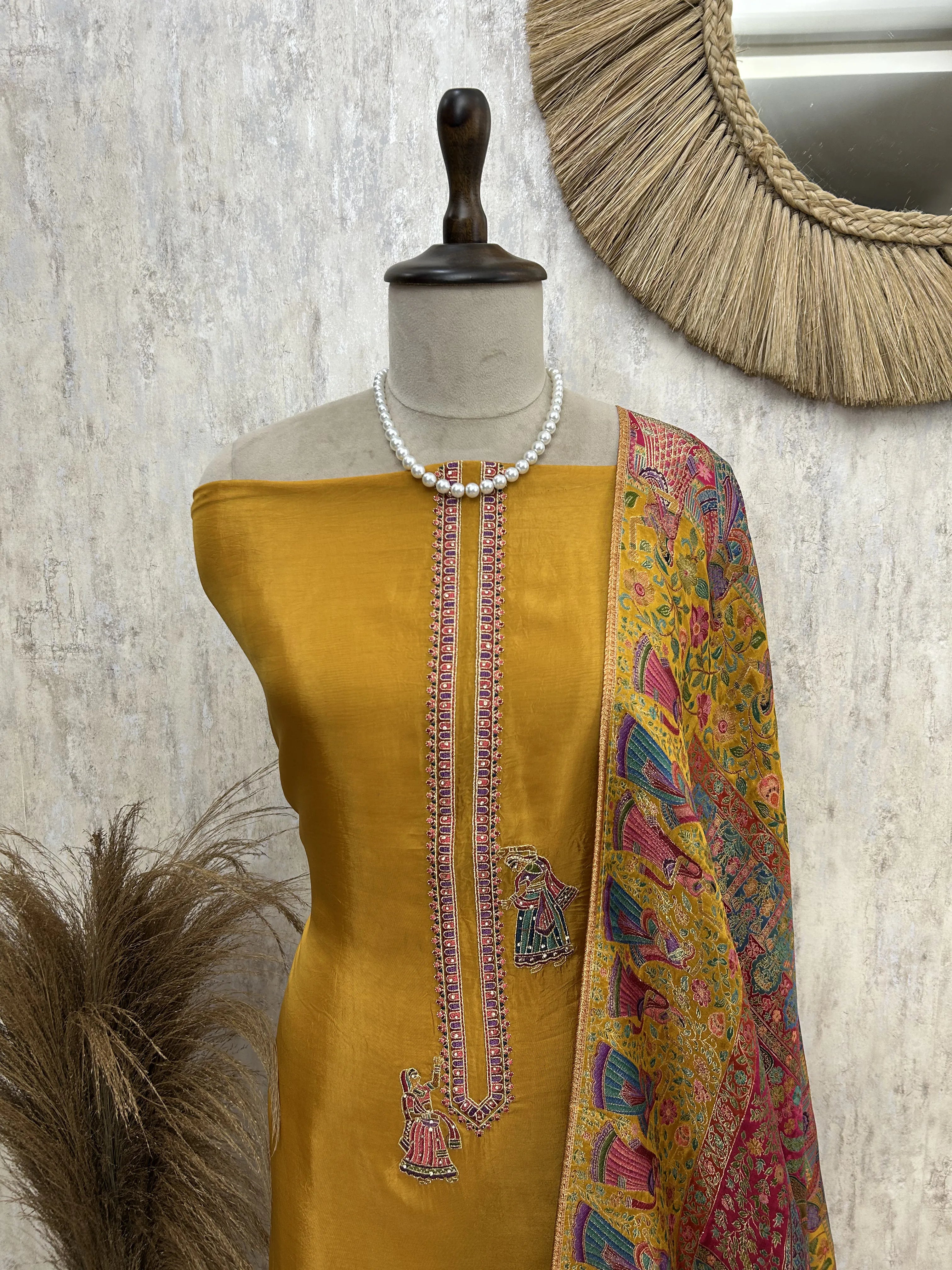 Royale Opada silk Unstitched Suit Set