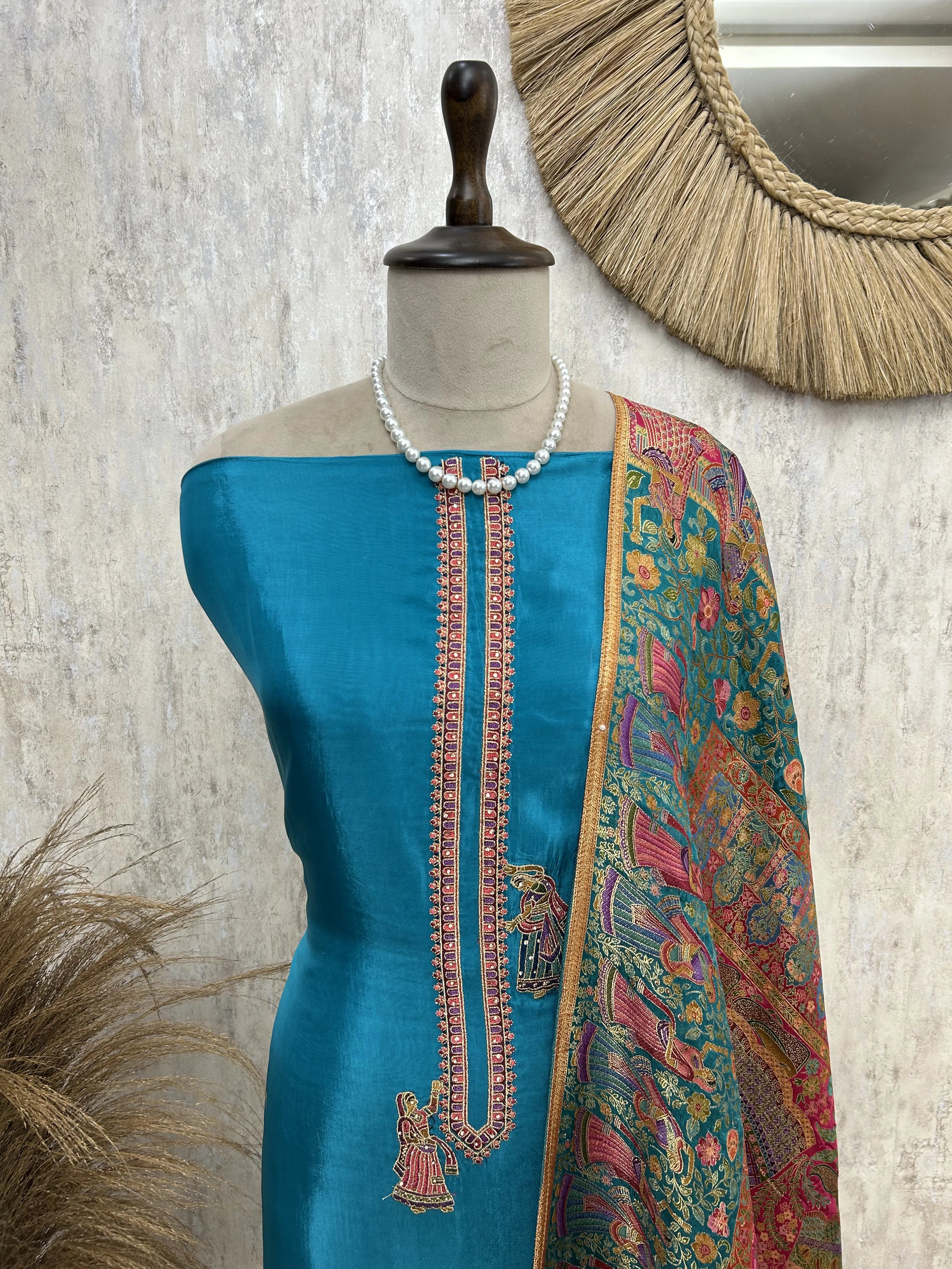 Royale Opada silk Unstitched Suit Set