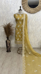 Chiffon Organza Unstitched Suit with Floral Embroidery