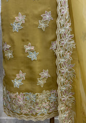 Chiffon Organza Unstitched Suit with Floral Embroidery