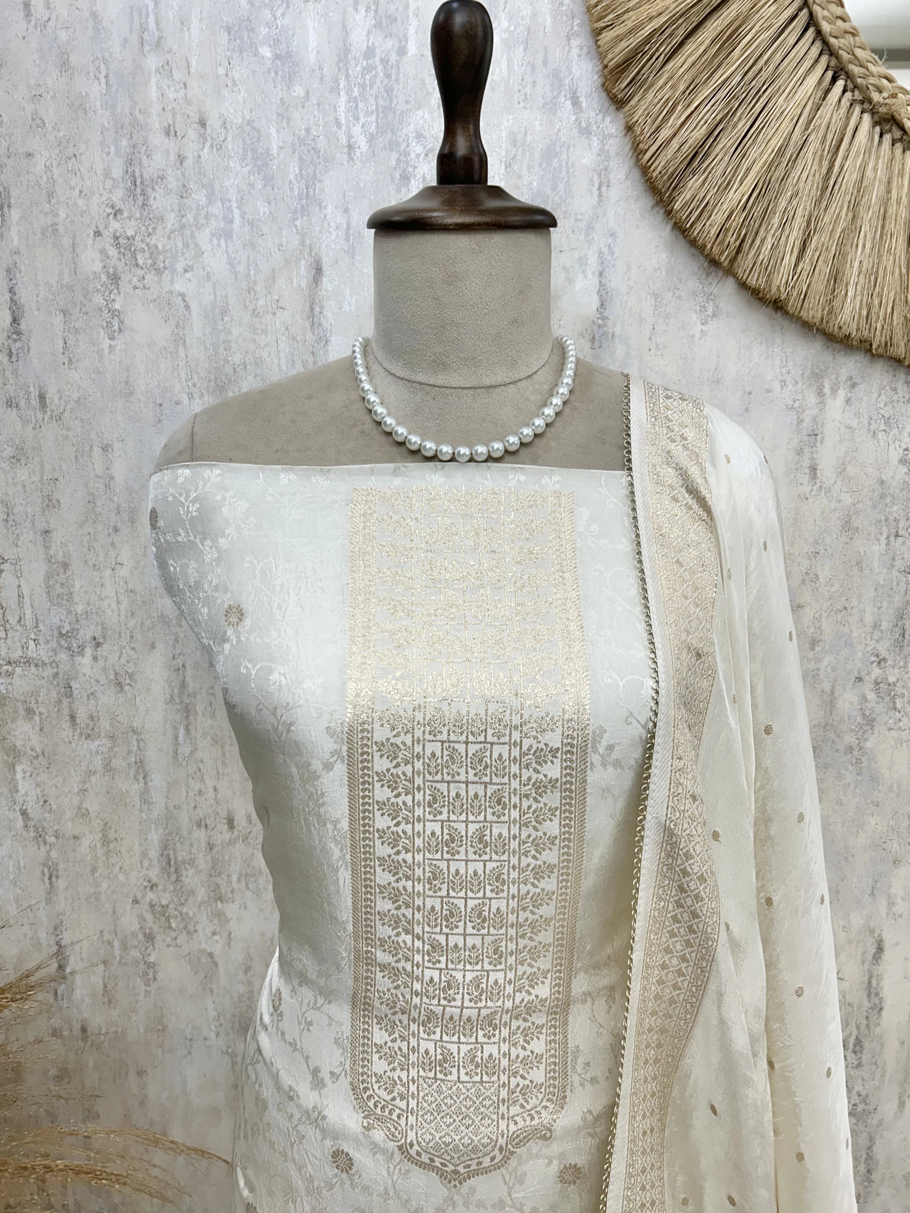 Banarasi Silk Unstitched Suit Set