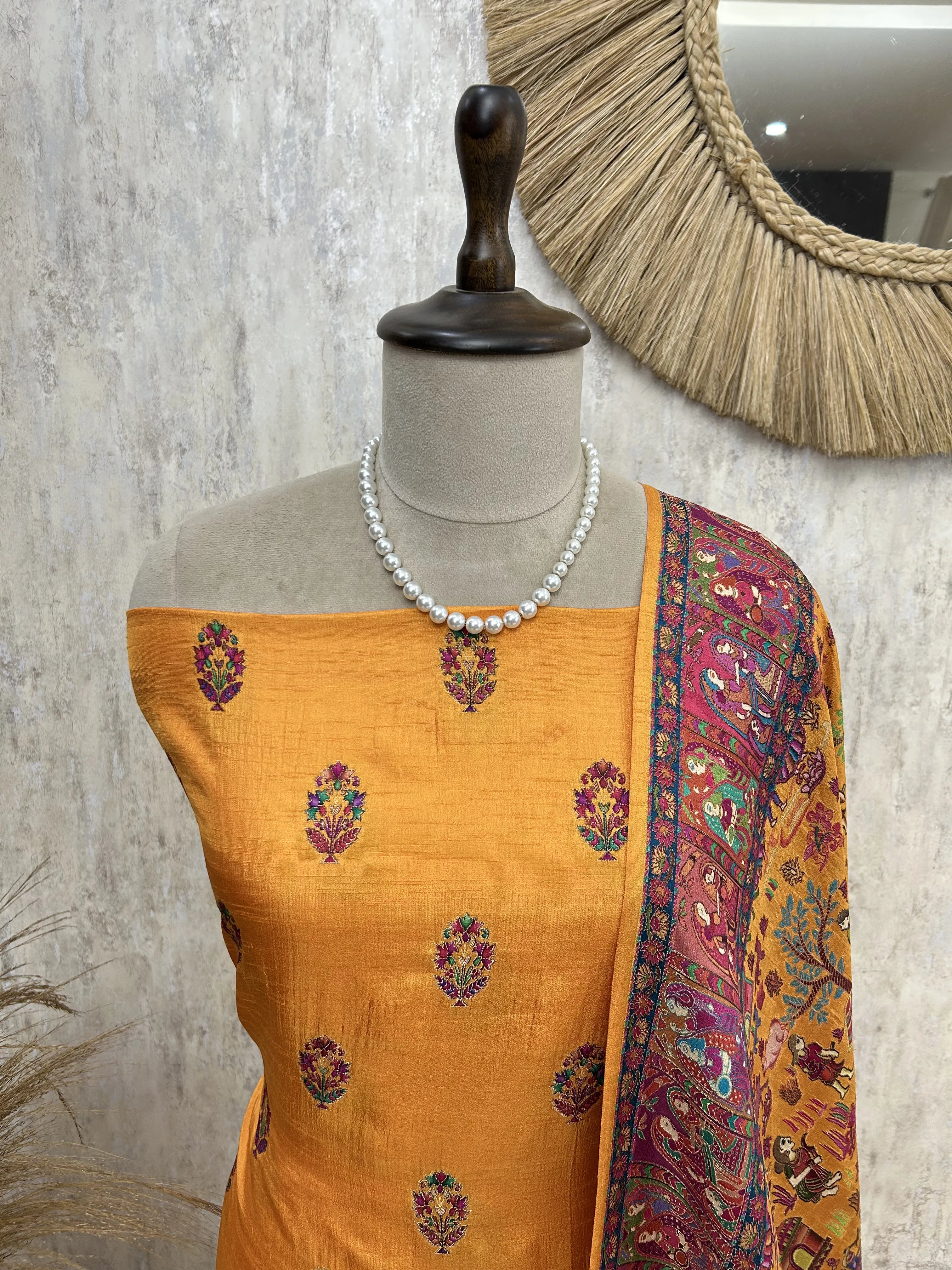 Traditional Silk Elegance Unstitched Suit
