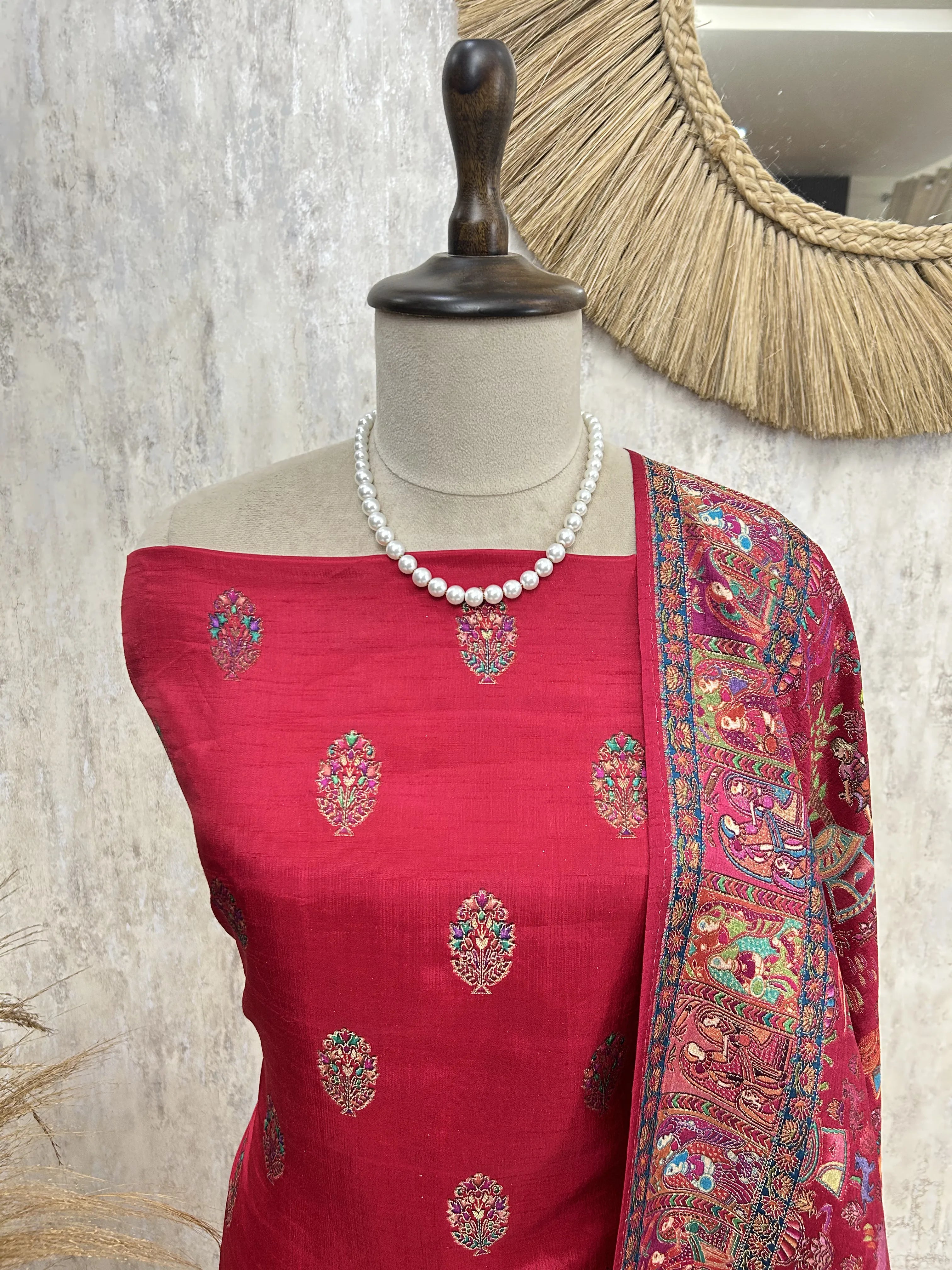 Traditional Silk Elegance Unstitched Suit