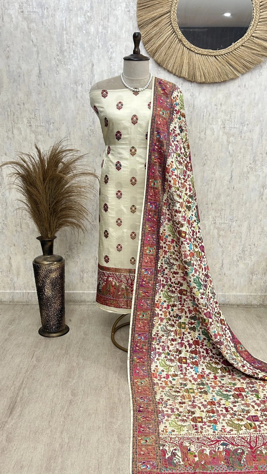 Traditional Silk Elegance Unstitched Suit