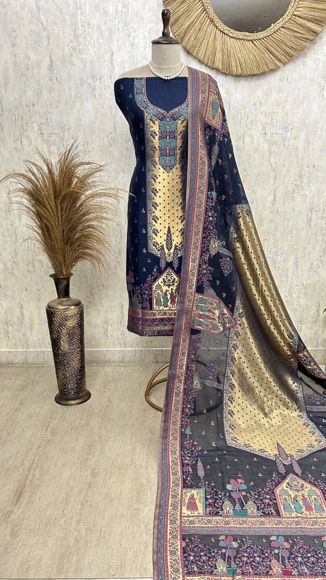 Midnight heritage silk unstitched suit