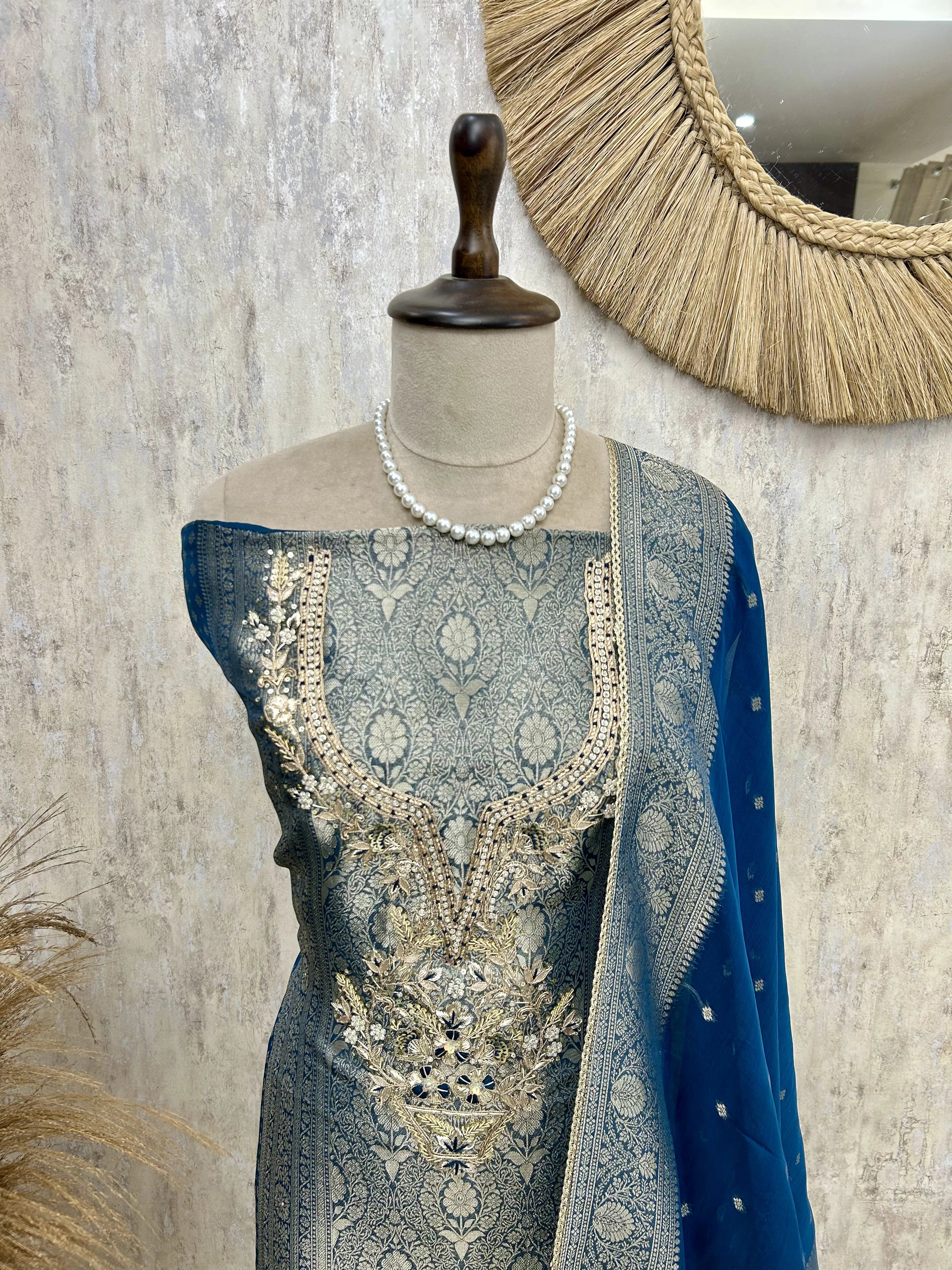 Brocade silk Luxury Unstitched suit