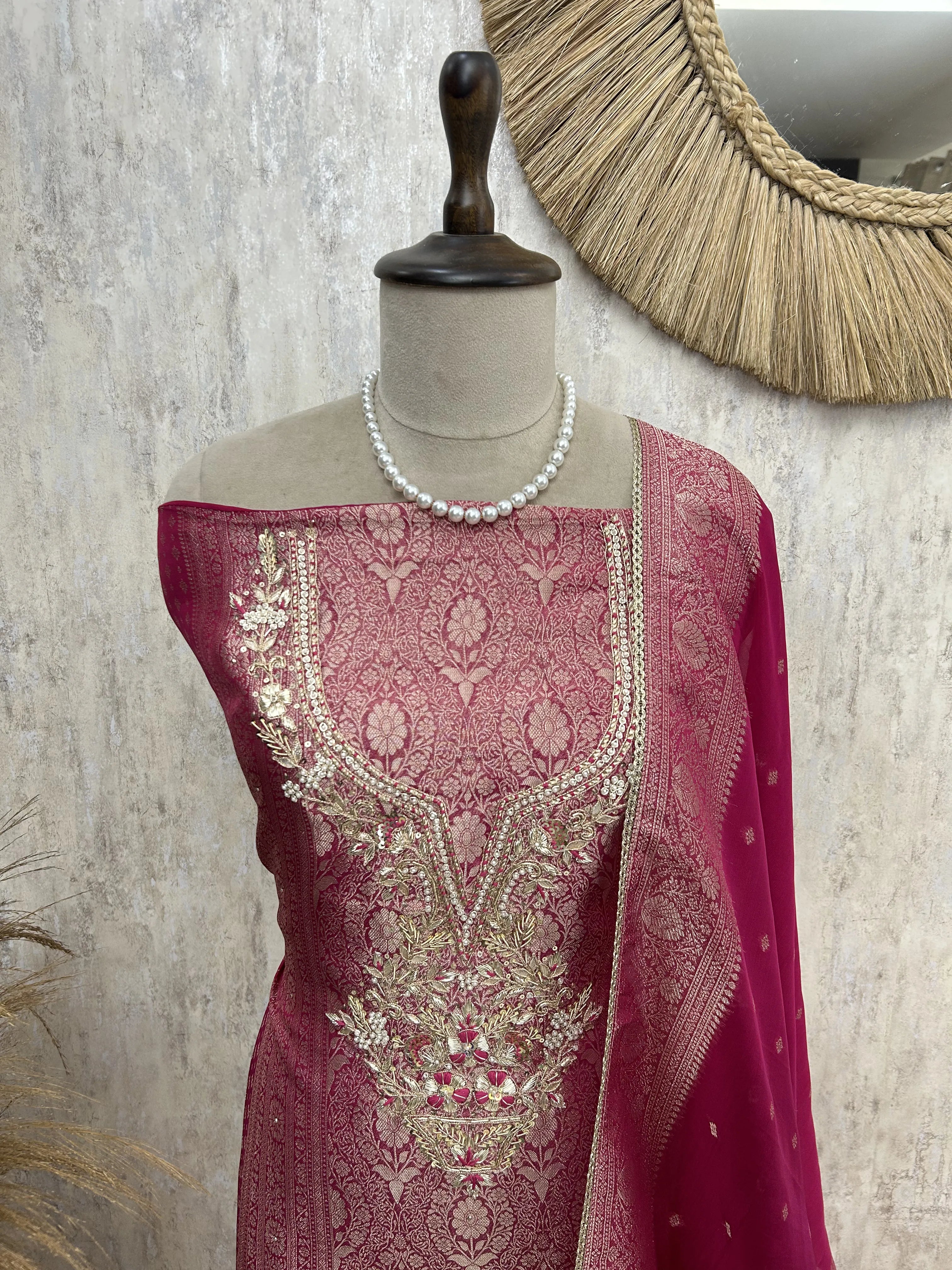 Brocade silk Luxury Unstitched suit