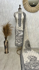 Embroidered Peacock Muslin Unstitched Suit Set