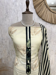 Printed Muslin Unstitched Suit Set With Necktie Design